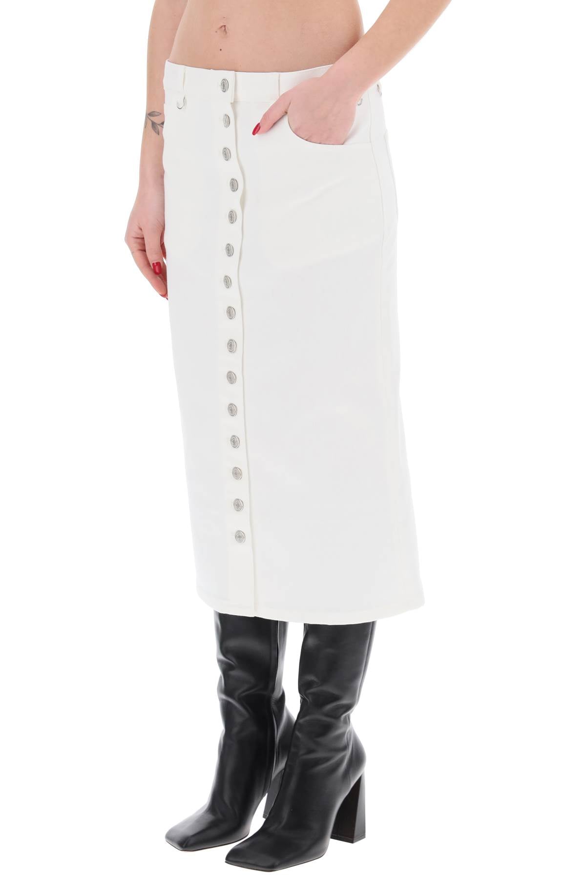 Courreges Denim Midi Skirt With Multif