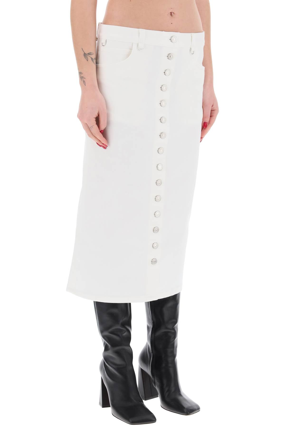 Courreges Denim Midi Skirt With Multif