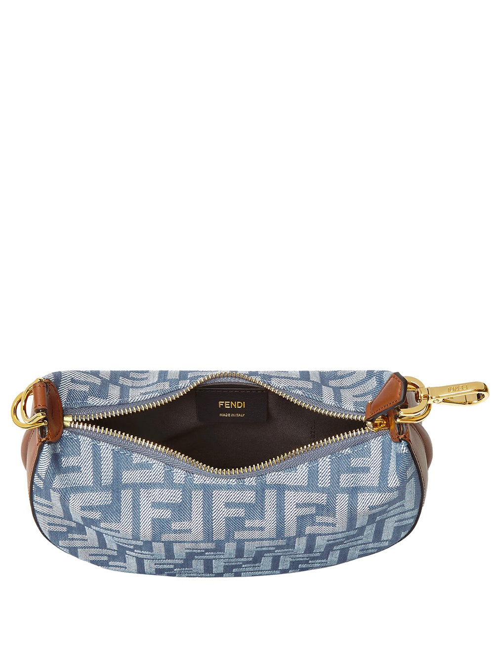 Fendi Fendigraphy Mini Blue Denim-effect Ff Jacquard Mini-bag