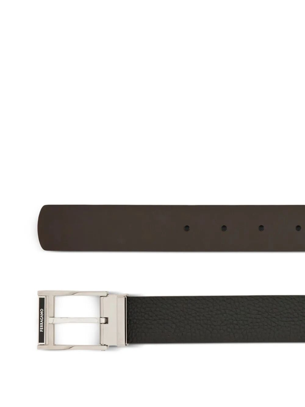 Ferragamo Basketweave Effect Leather Belt With Square Buckle