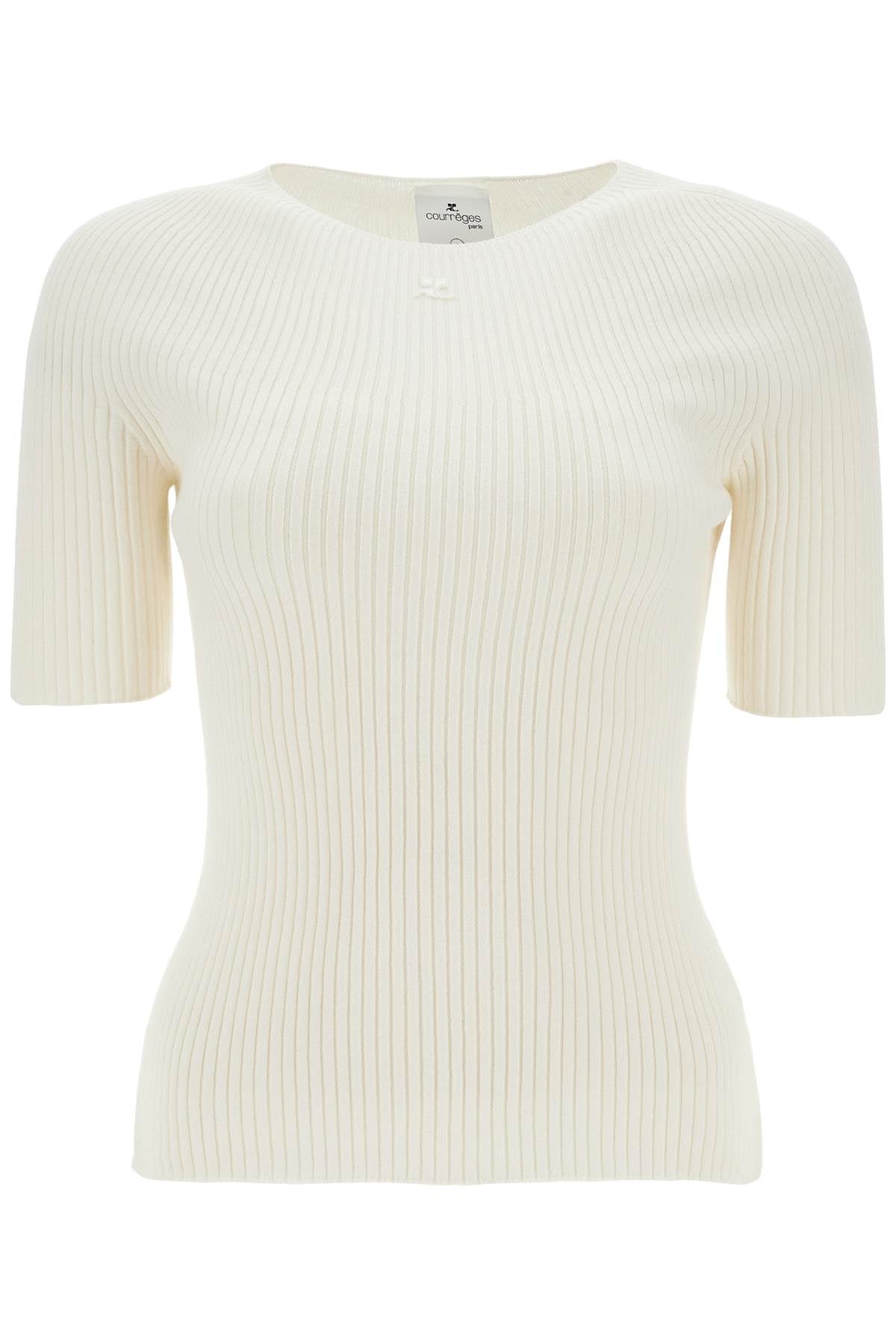 Courreges Heritage White Cotton And Wool Sweater