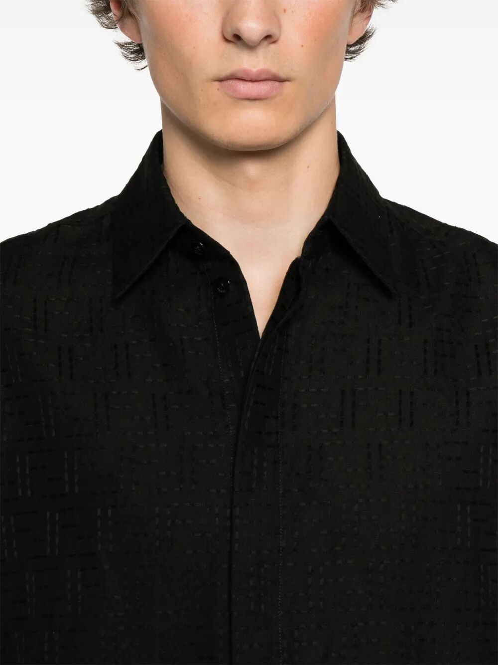 Fendi Linen Ff Jacquard Oversize Shirt