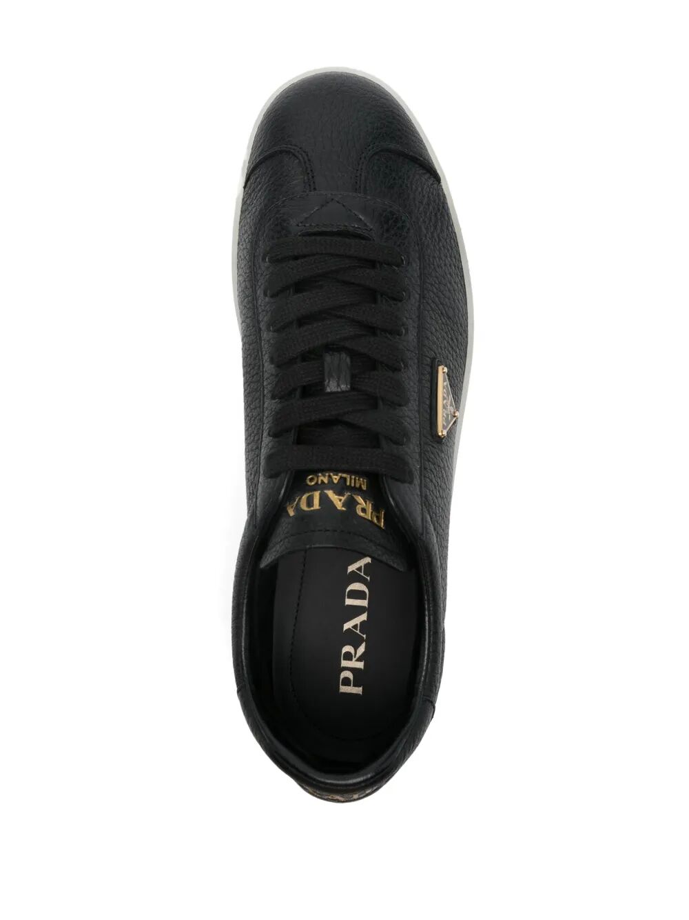 Prada Lane Grained Leather Sneakers