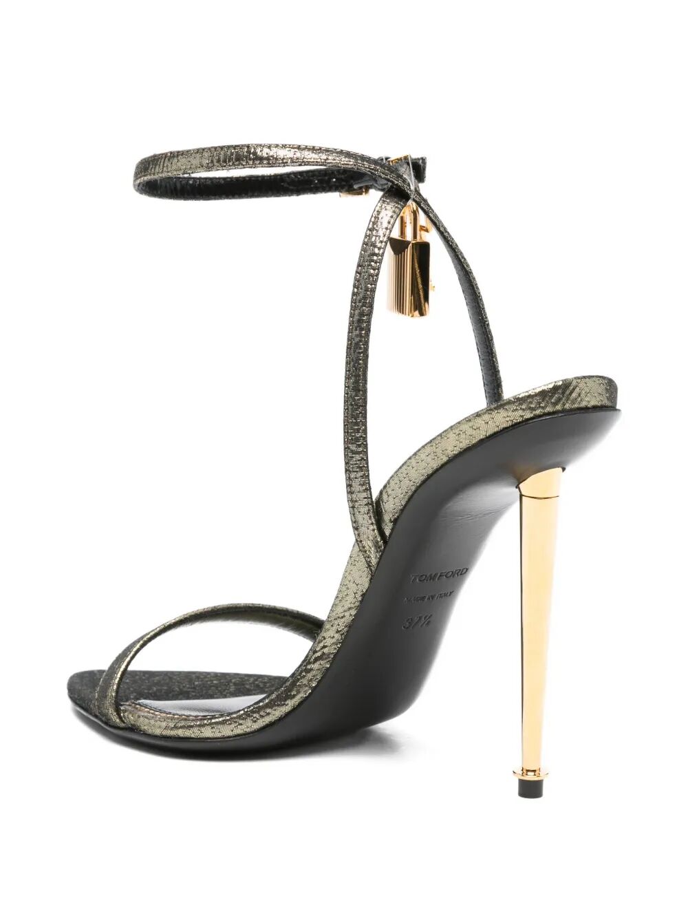Tom Ford Hammered-effect Fabric Padlock Pointy Sandals