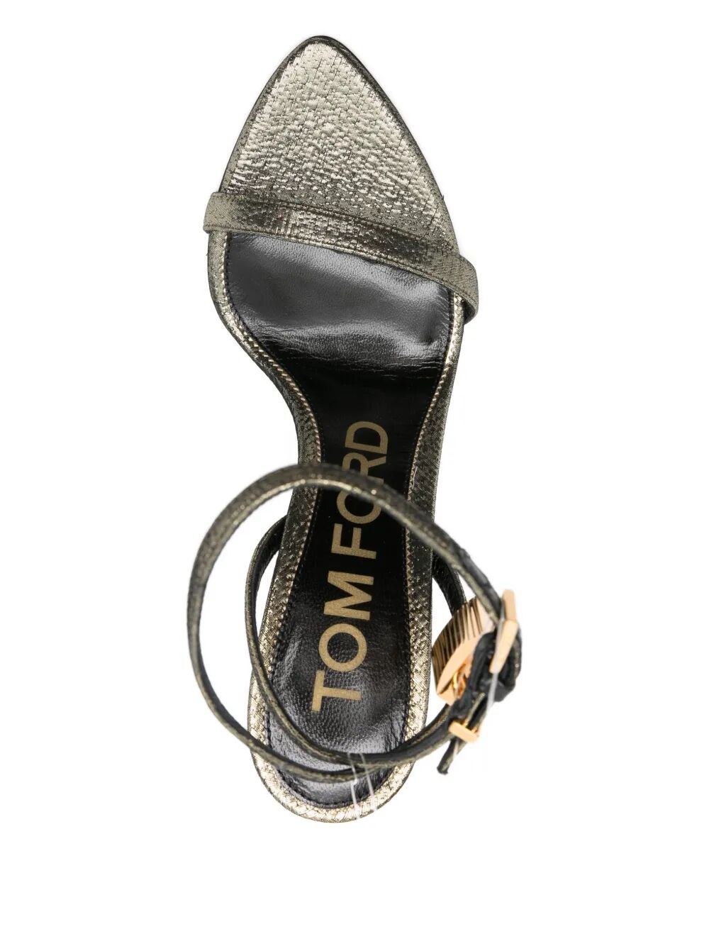 Tom Ford Hammered-effect Fabric Padlock Pointy Sandals