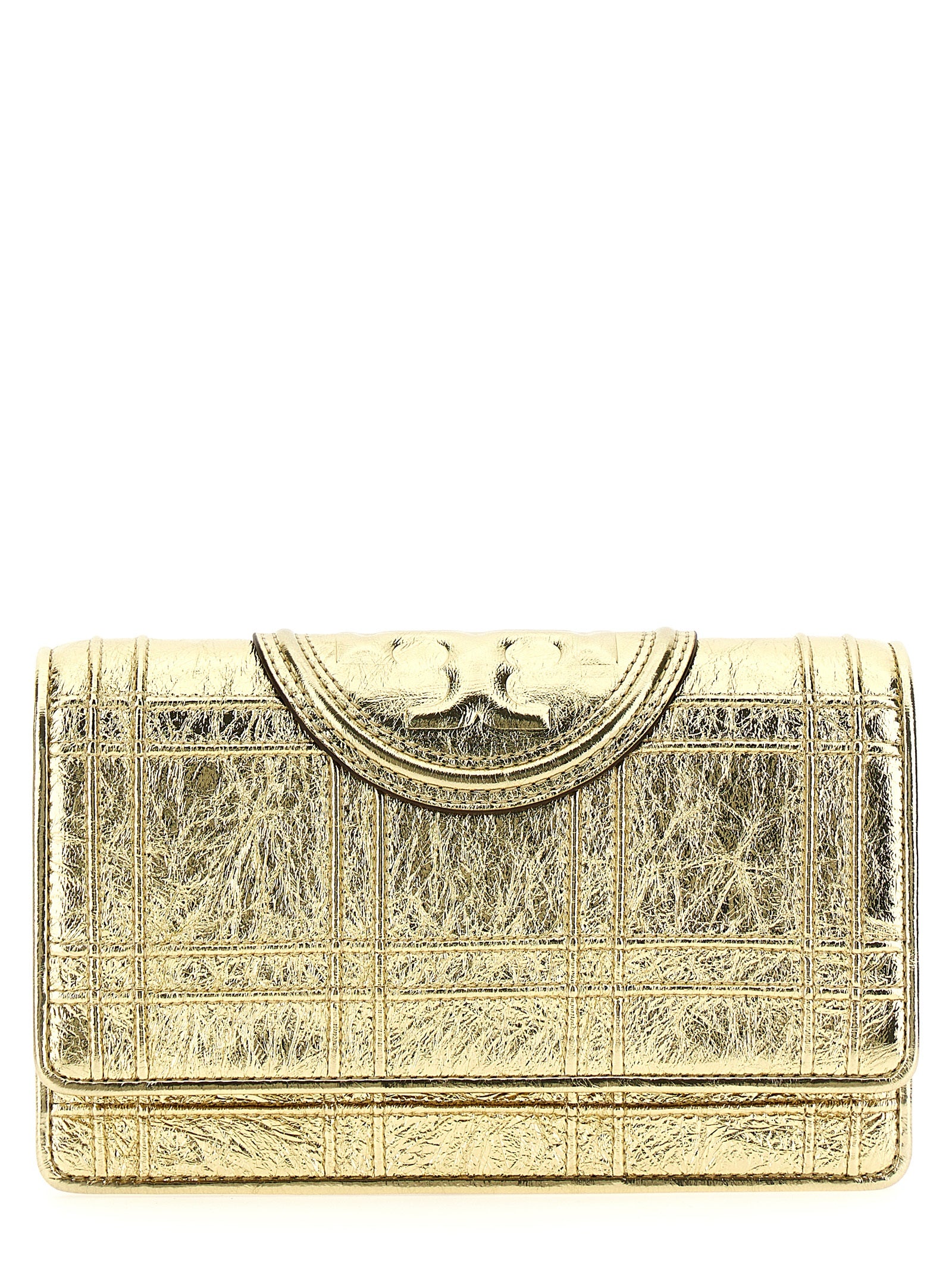 Tory Burch 'Fleming Soft Metallic Square Quilt' Wallet