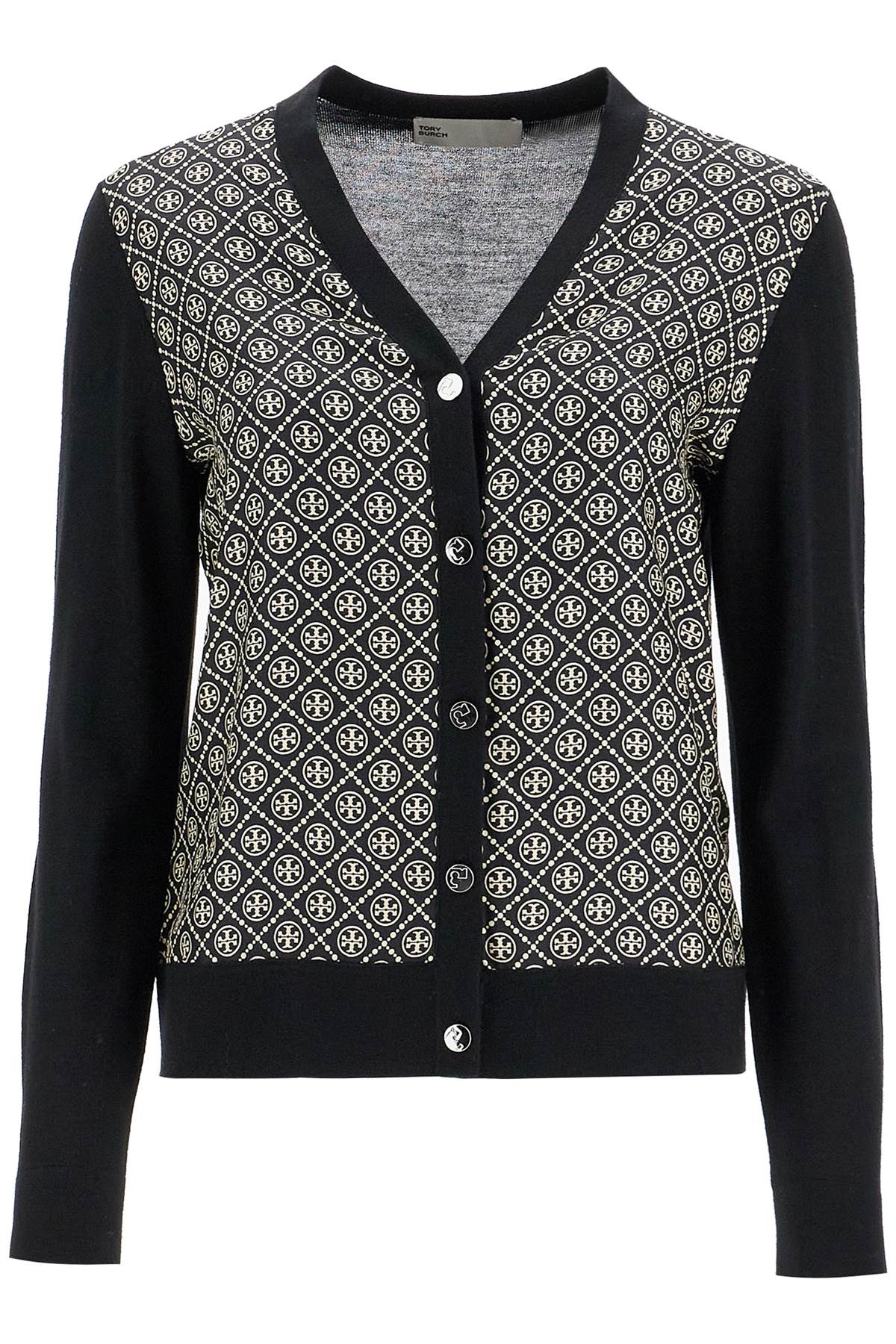 Tory Burch Silk Insert Cardigan With Eight