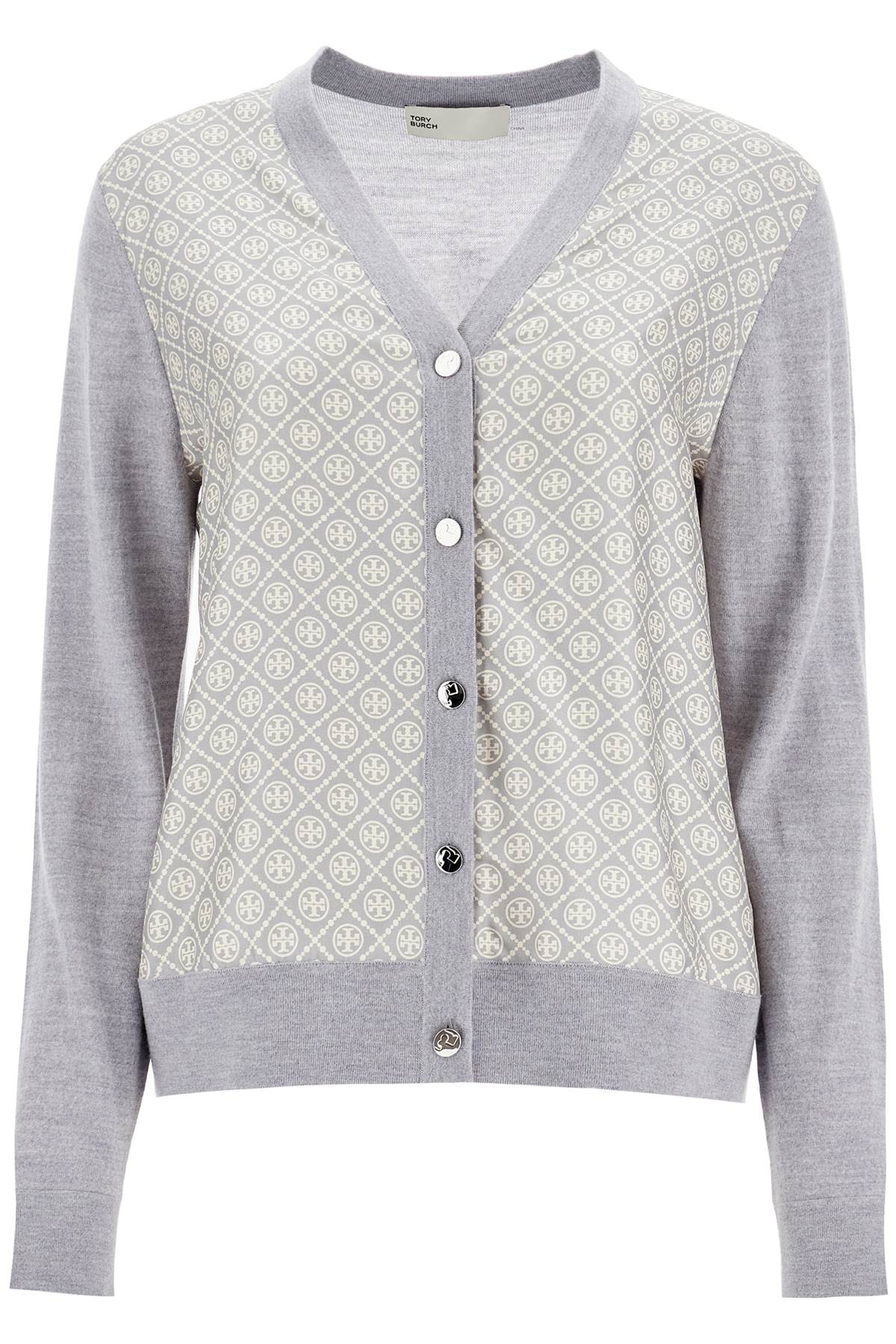 Tory Burch Silk Insert Cardigan With Eight