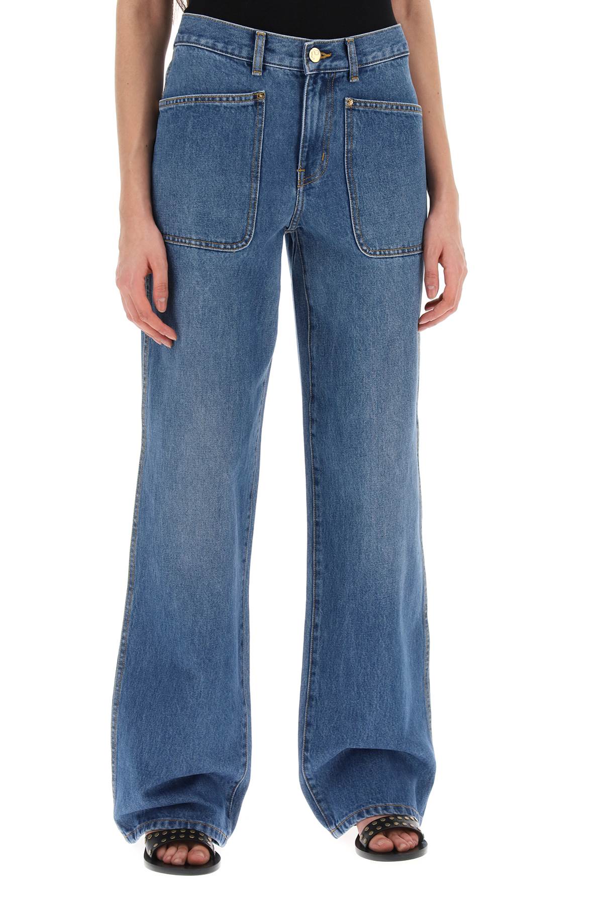 Tory Burch High-Waisted Cargo Style Jeans In