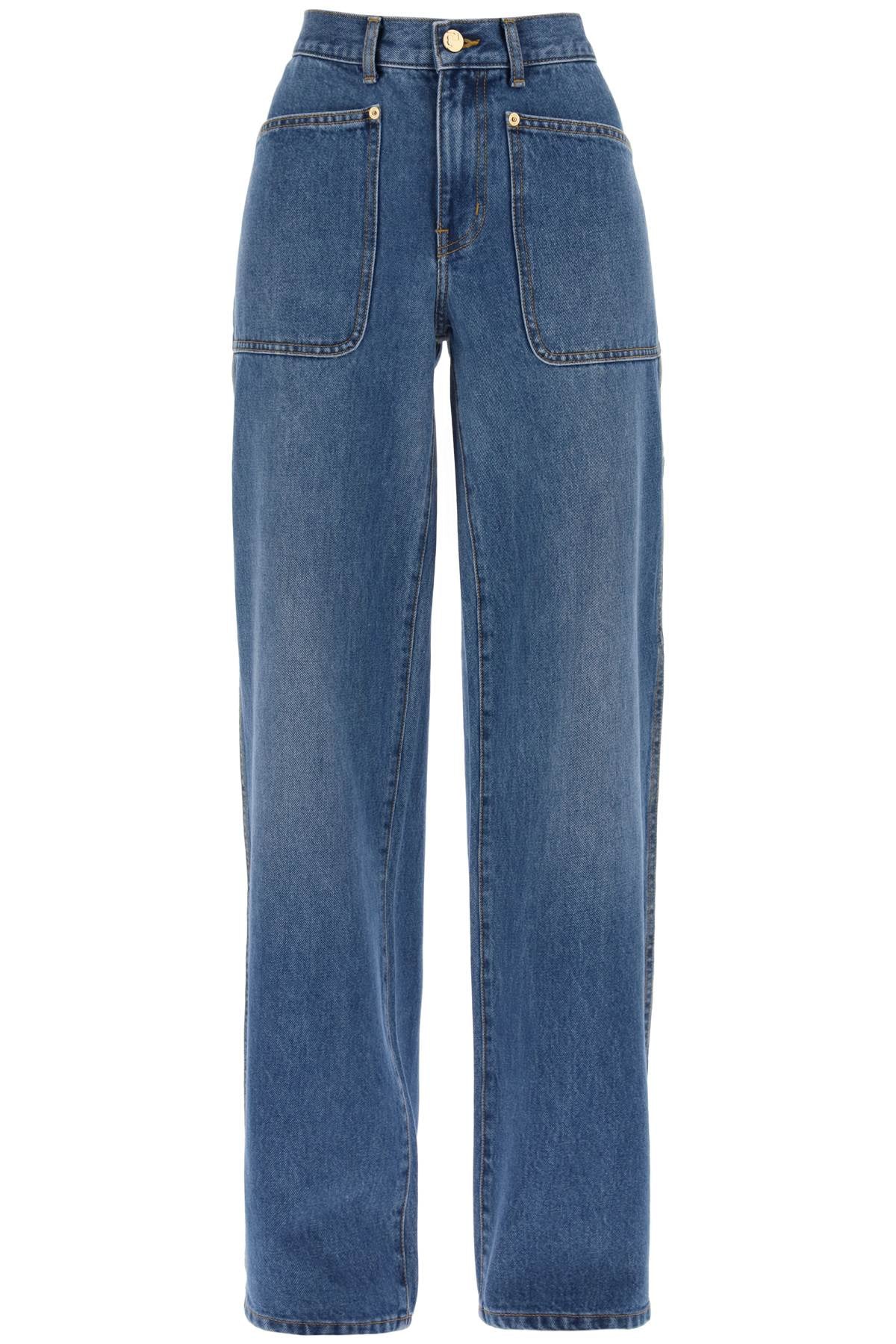 Tory Burch High-Waisted Cargo Style Jeans In