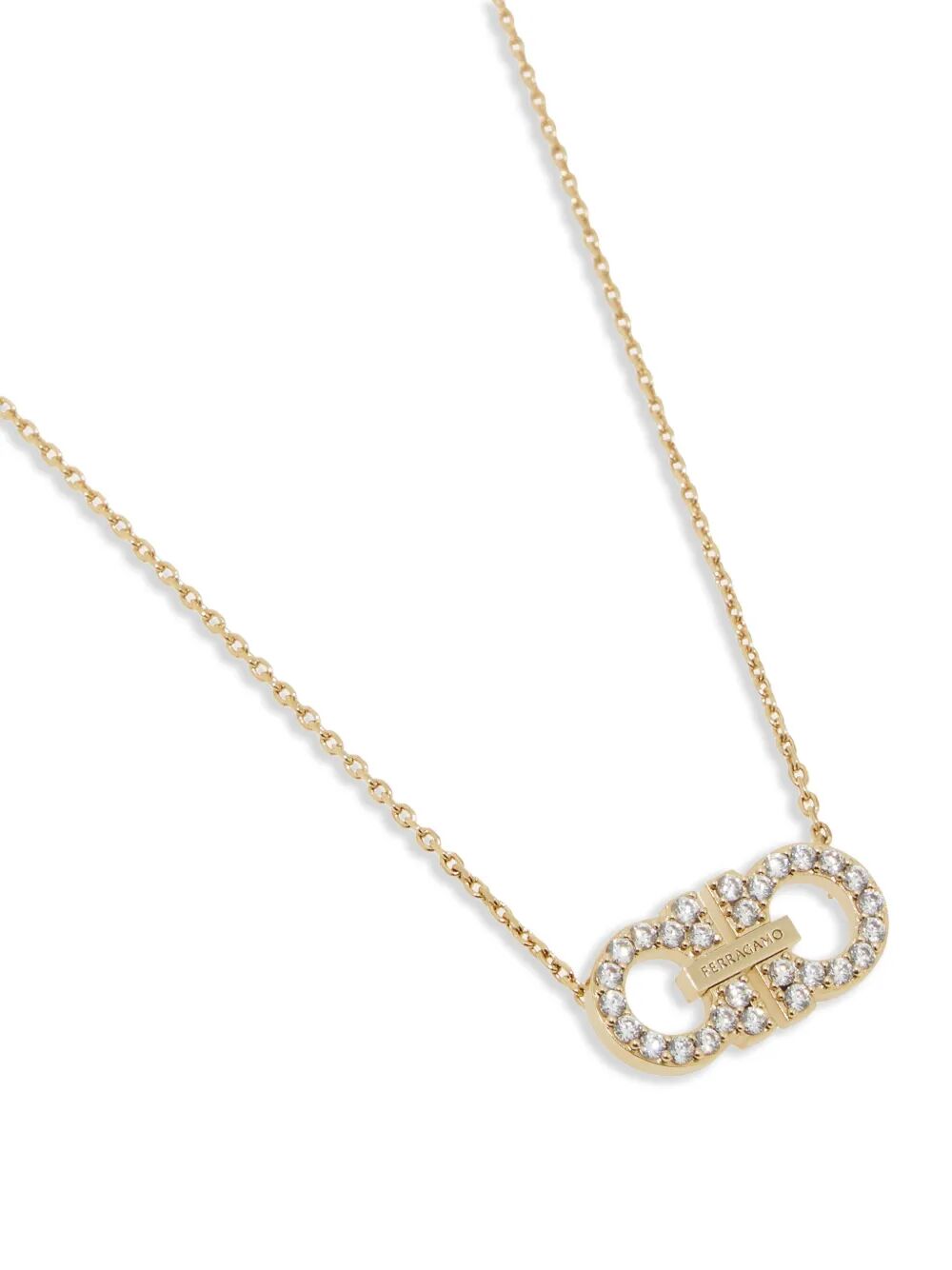 Ferragamo Crystal Embellished Gancini Pendant Necklace
