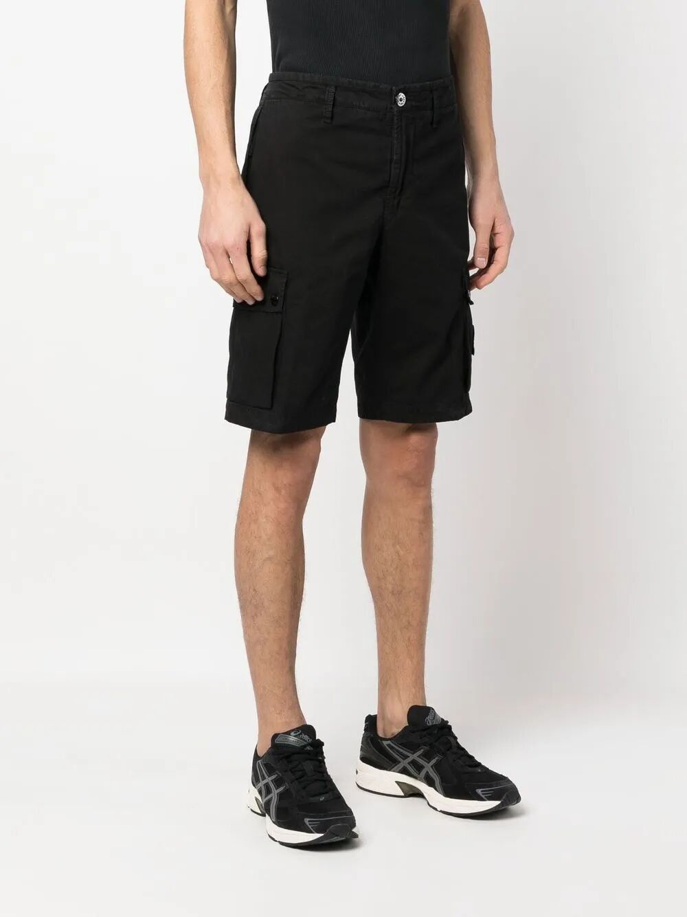 Stone Island Old Effect Cotton Cargo Bermuda Shorts