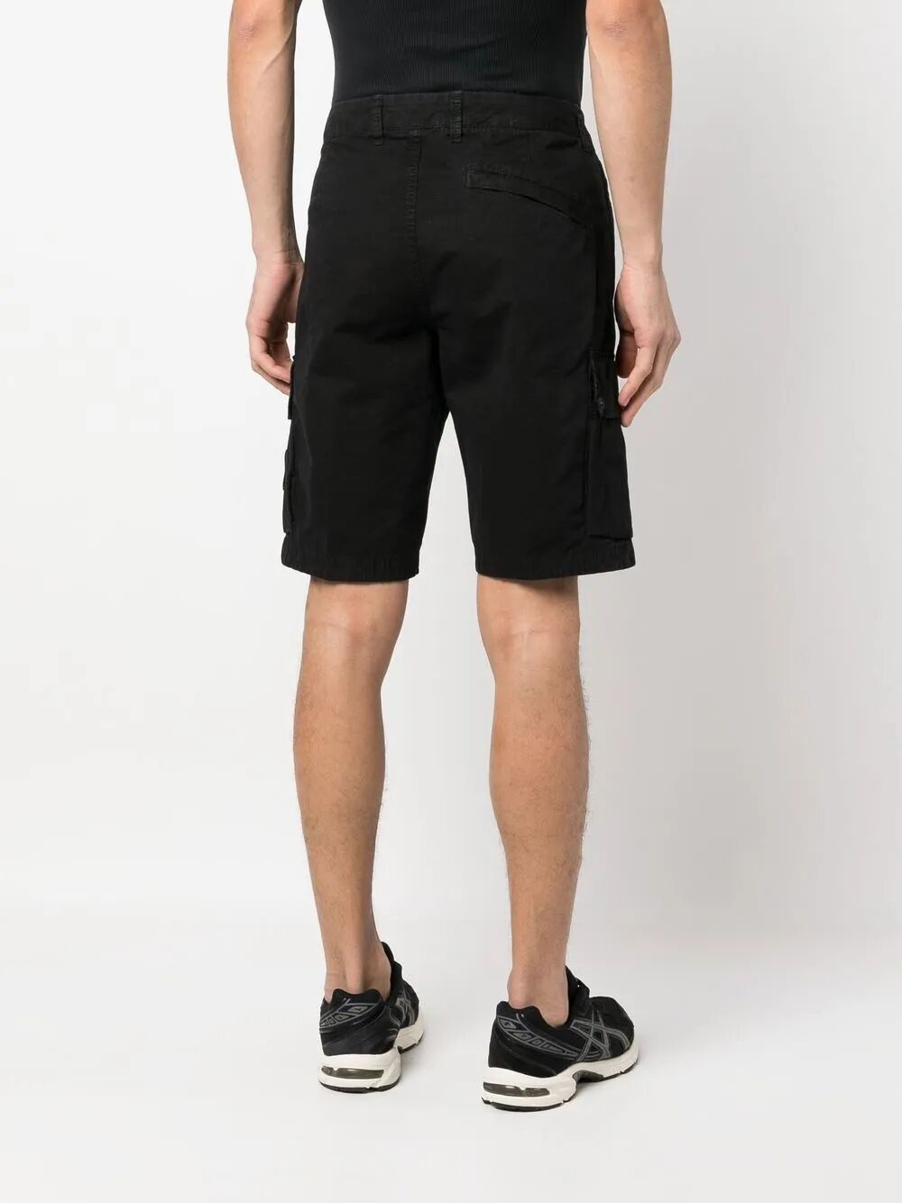 Stone Island Old Effect Cotton Cargo Bermuda Shorts