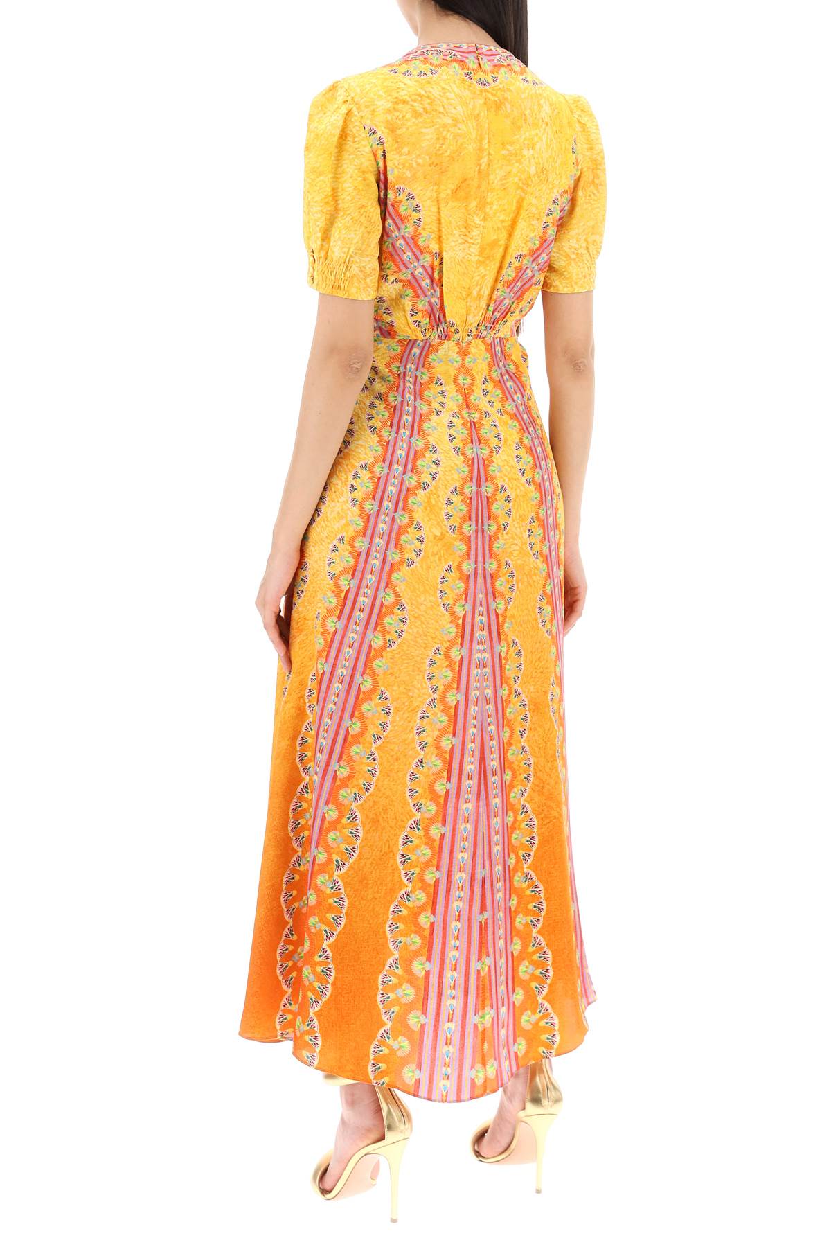 Saloni Long Silk Dress Lea In Eight