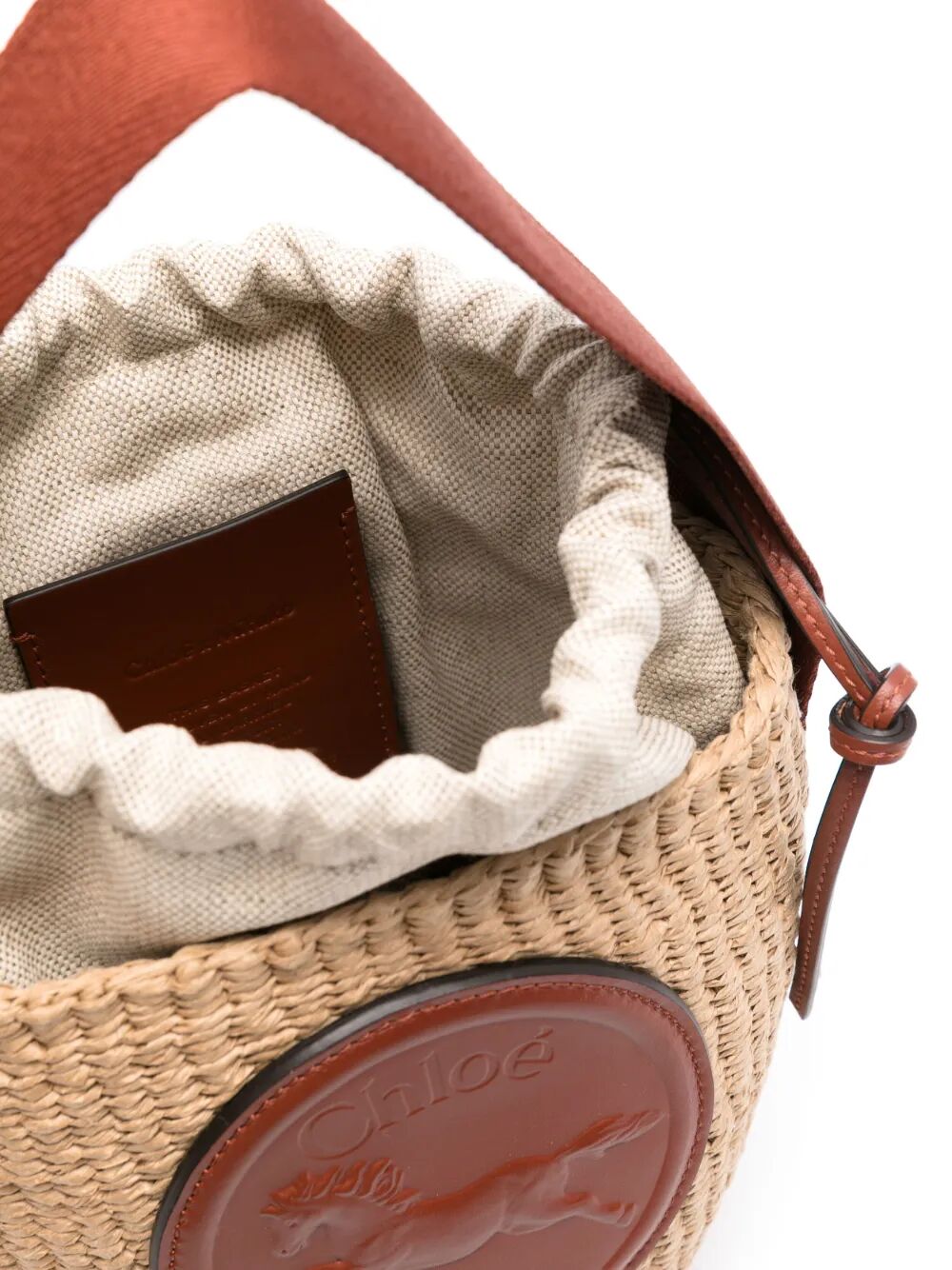 Chloé Small Horse Medal Natural Fibers Basket Bag