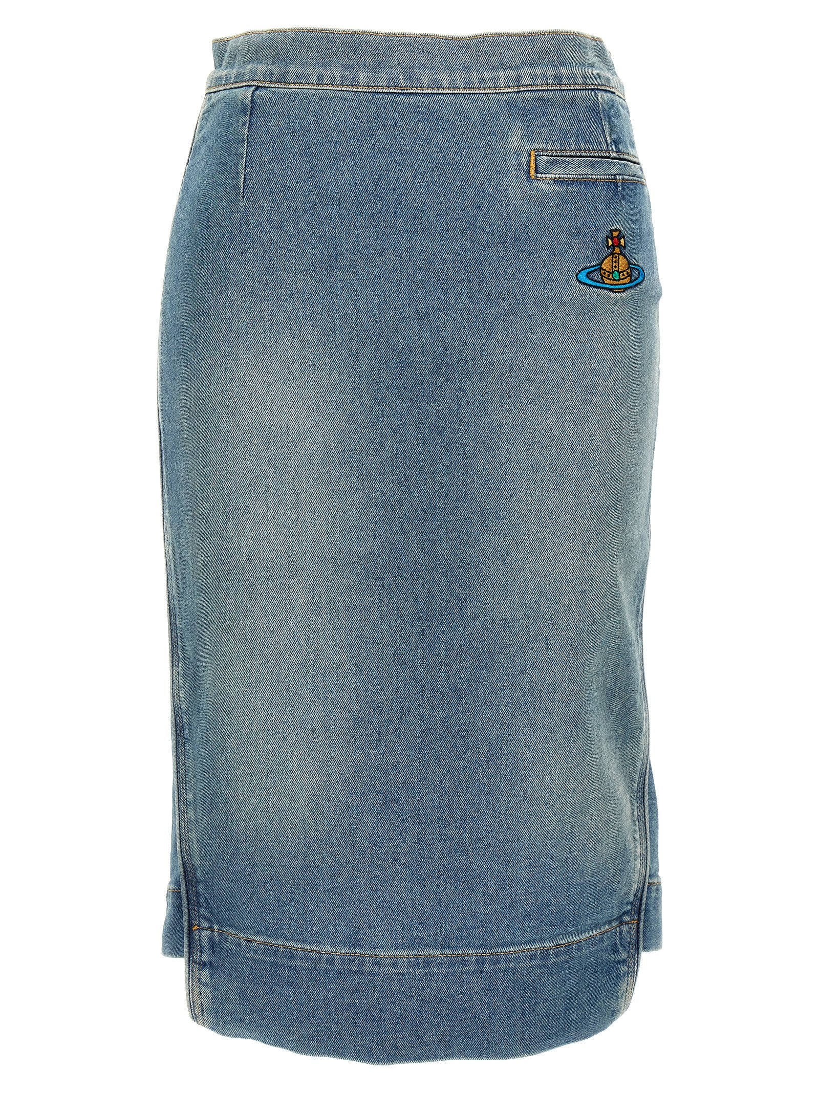 Vivienne Westwood Logo Embroidery Denim Skirt