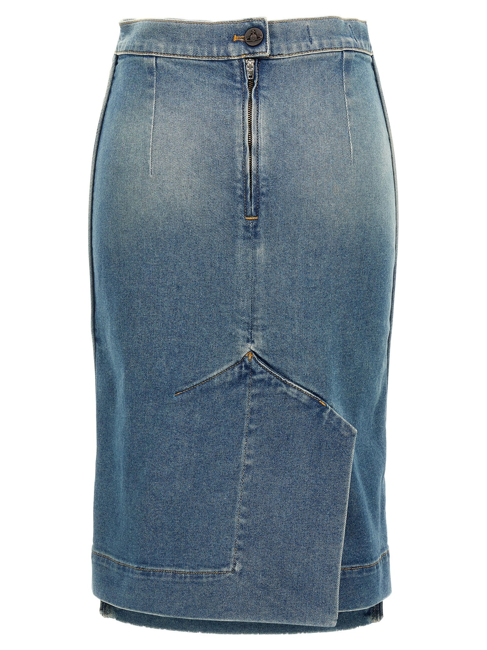 Vivienne Westwood Logo Embroidery Denim Skirt