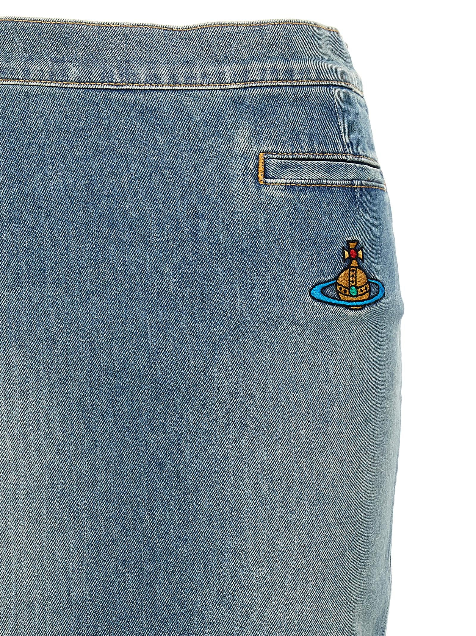 Vivienne Westwood Logo Embroidery Denim Skirt