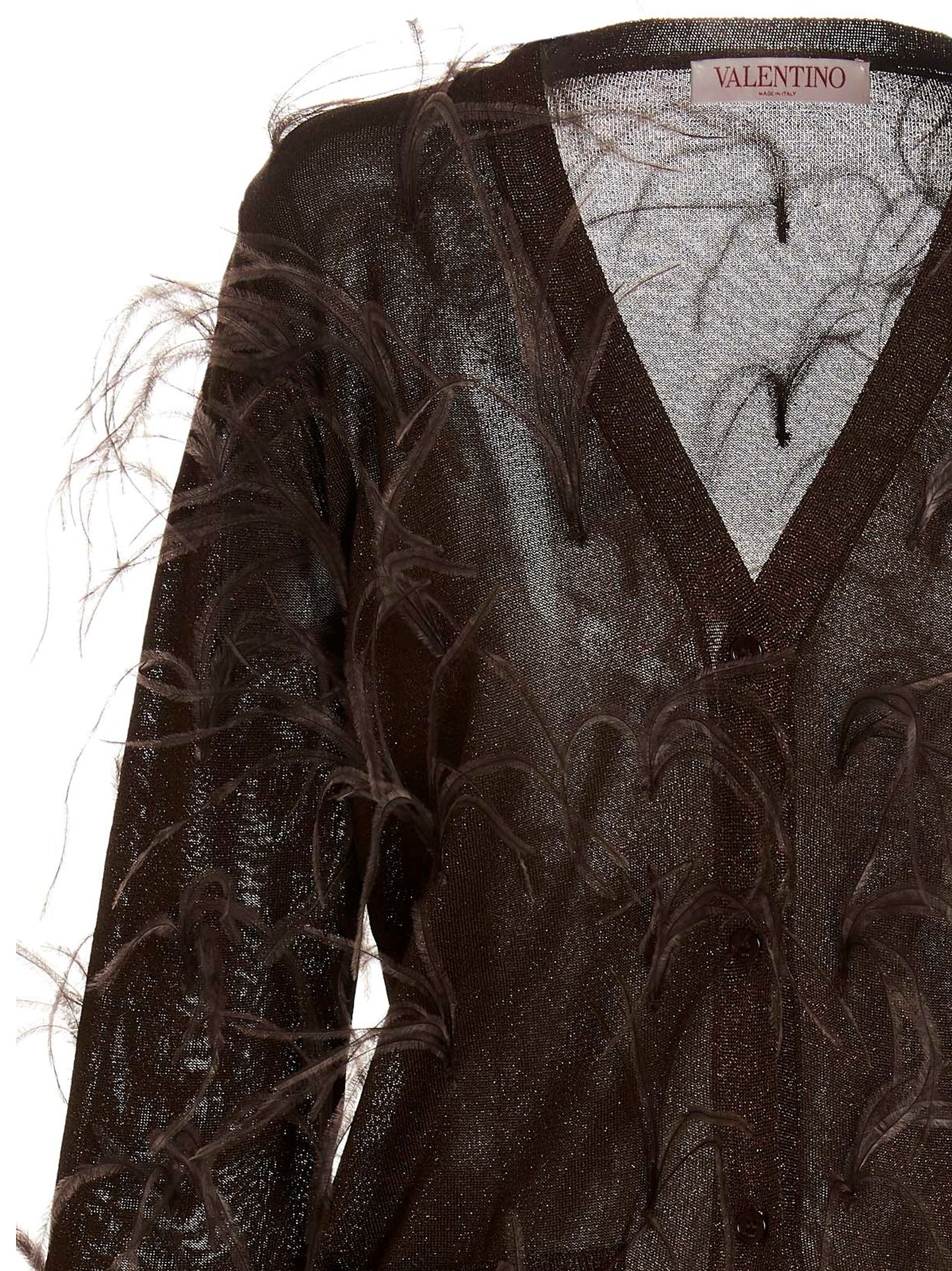 Valentino Garavani 'Piuma' Lurex Cardigan