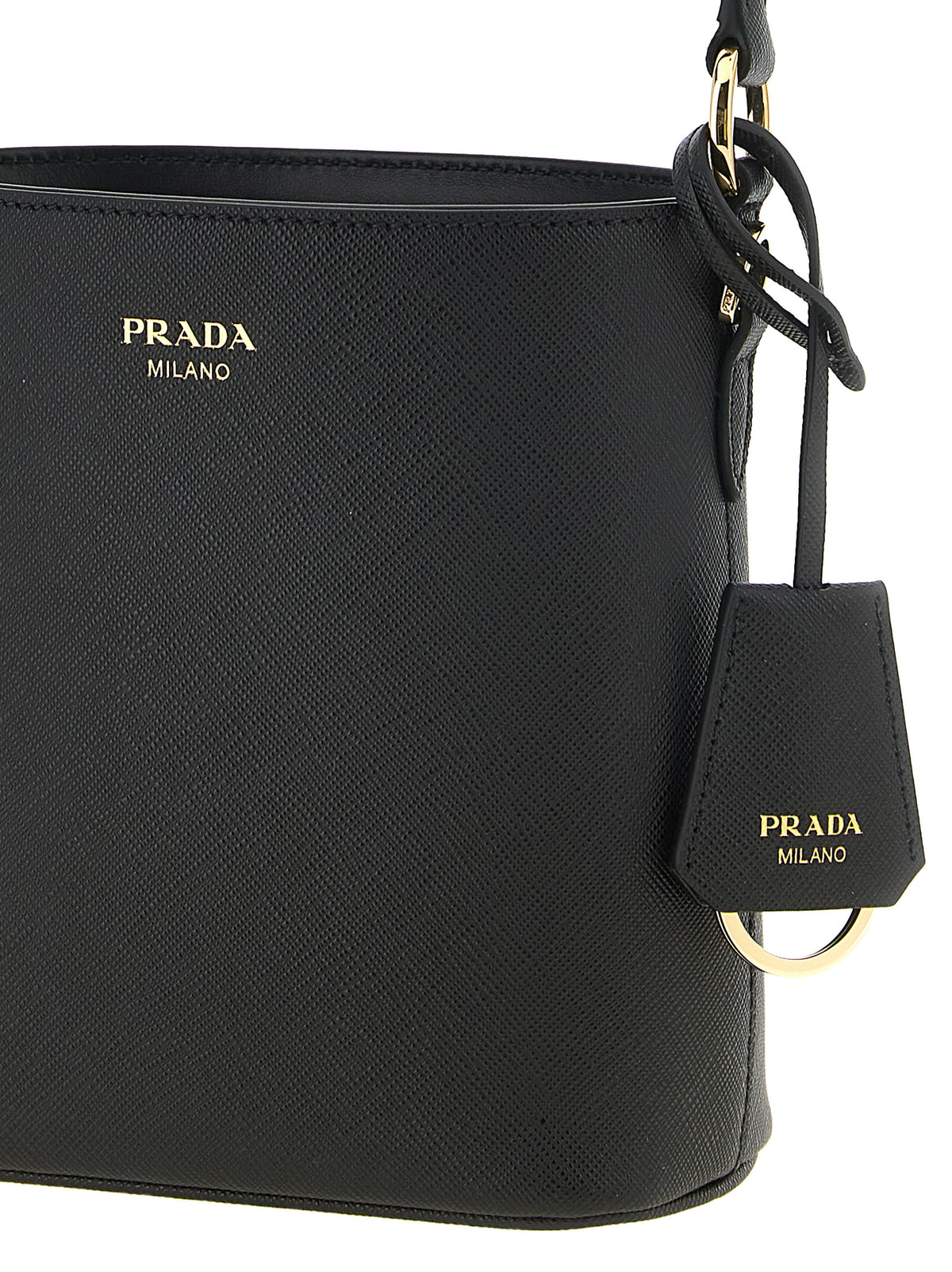 Prada Saffiano Mini Bucket Bag Black