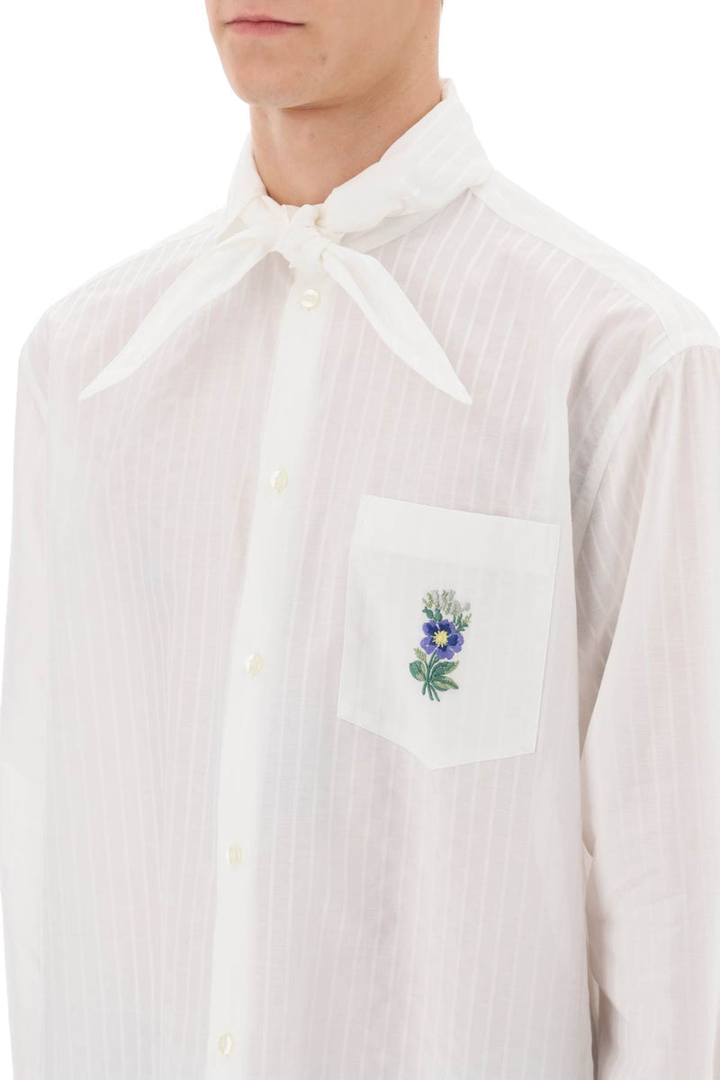 Etro Striped Shirt With Scarf Collar White