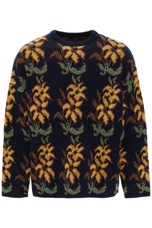 Etro Sweater With Floral Pattern Blue