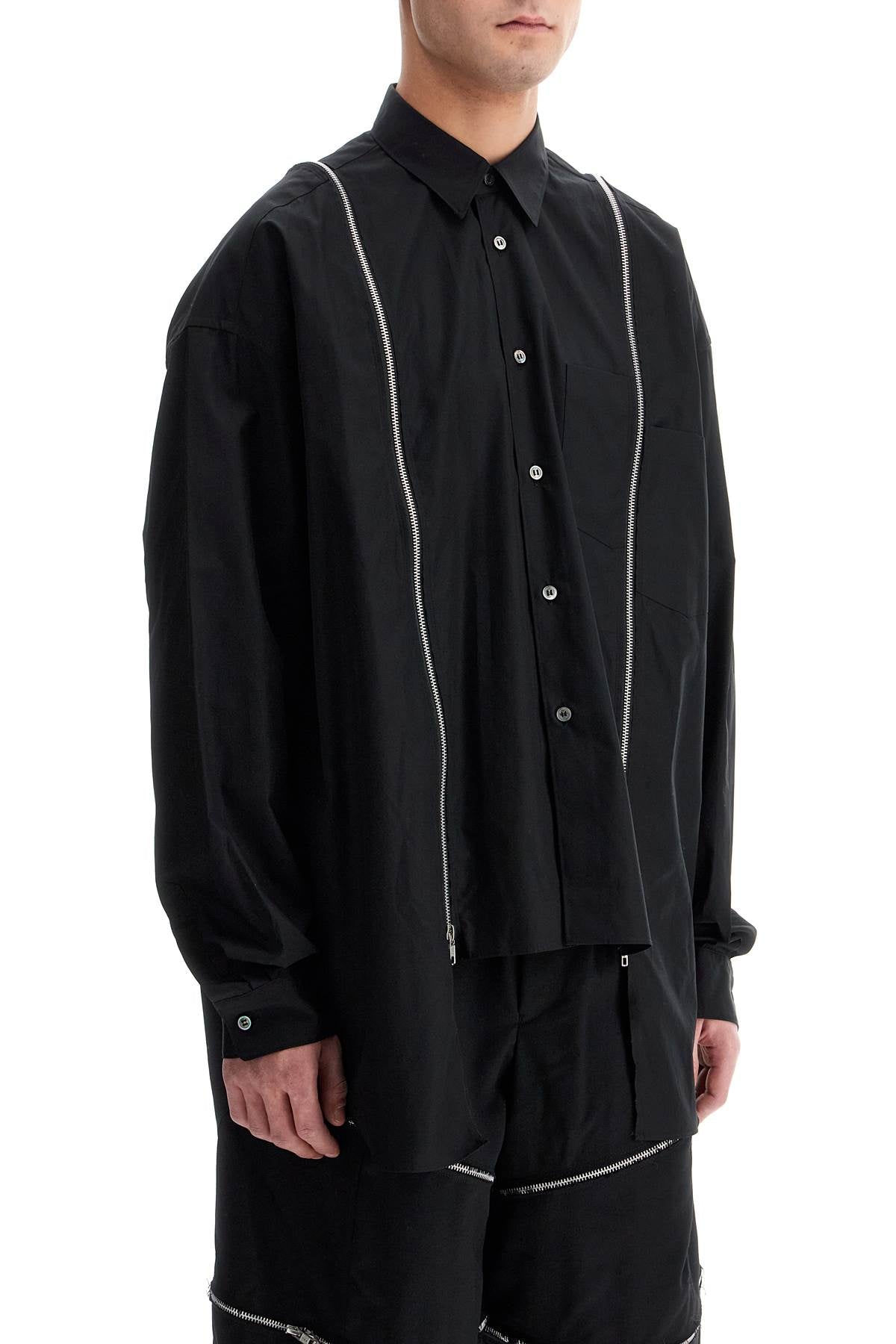 Comme Des Garcons Black Shirt With Functional Zip