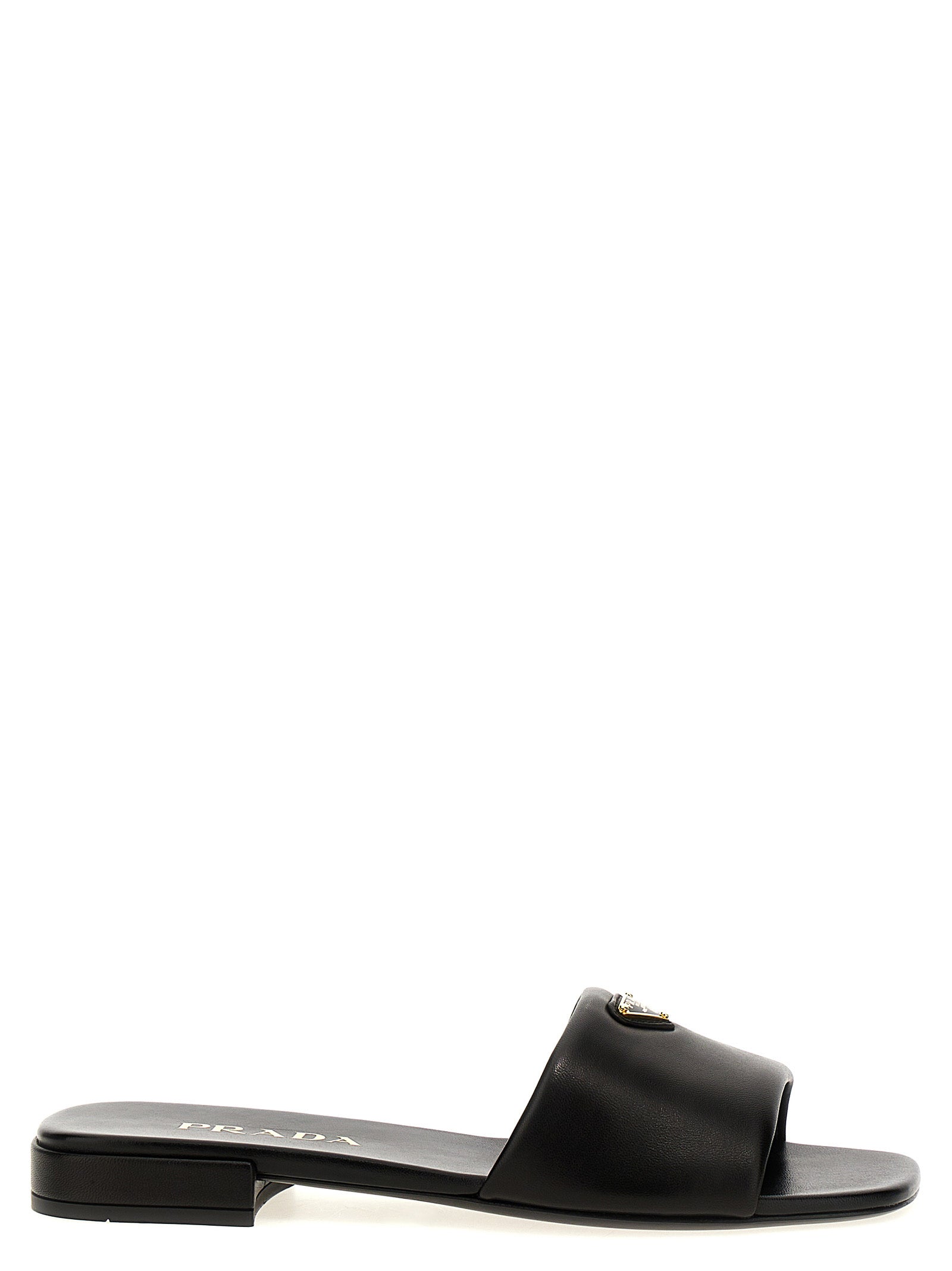Prada Logo Leather Sandals