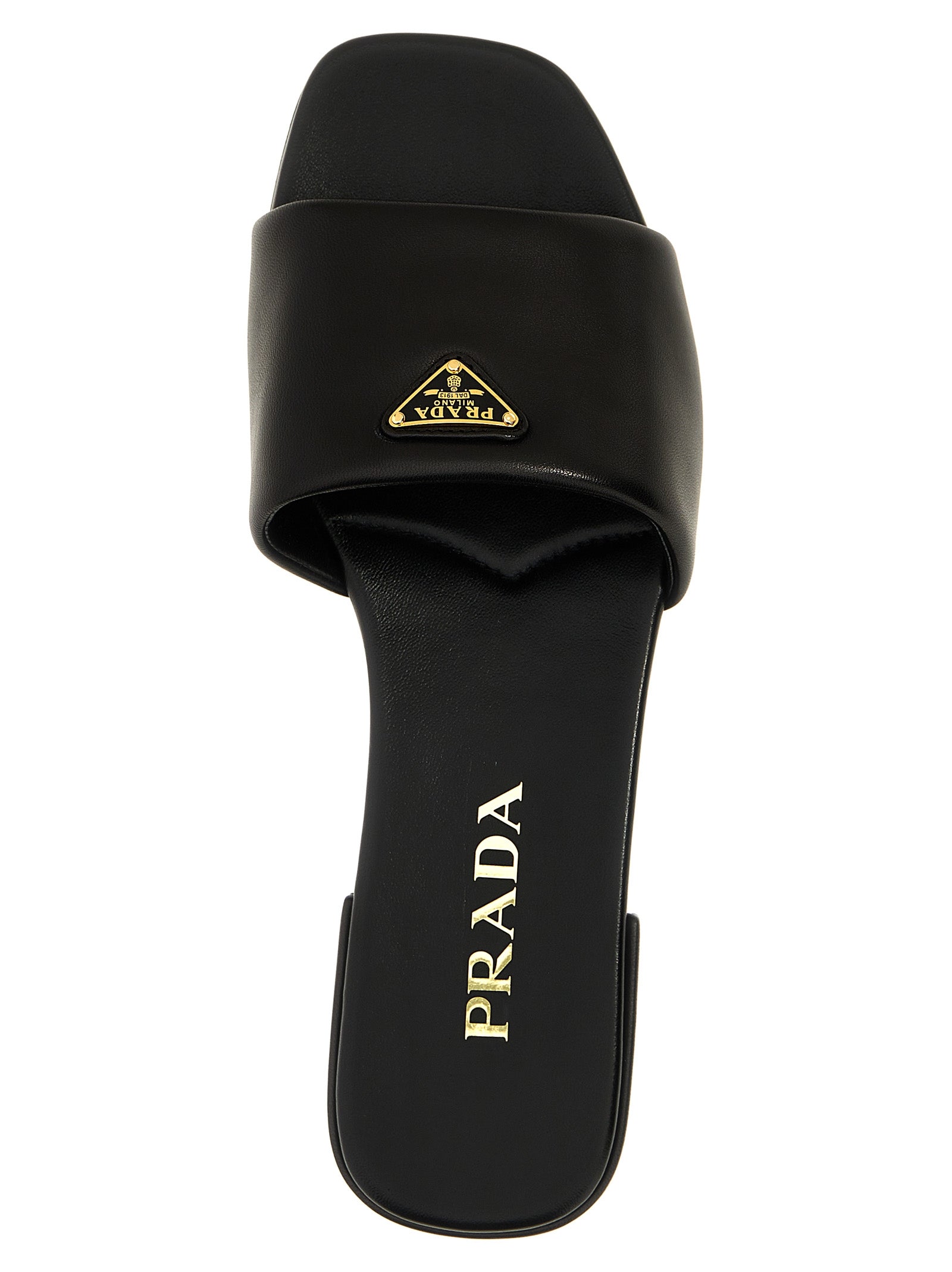 Prada Logo Leather Sandals