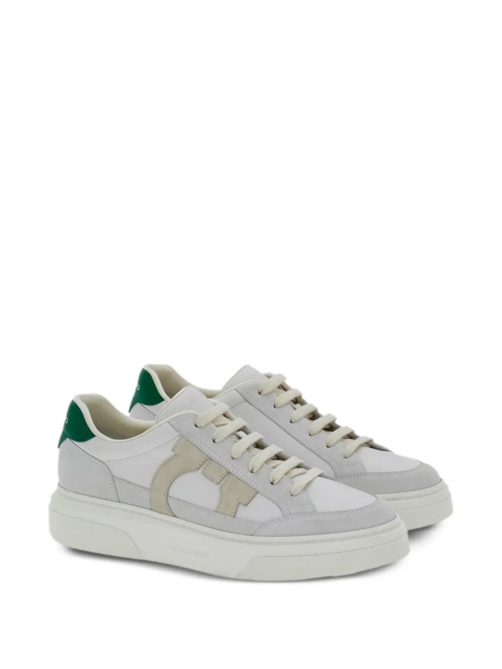 Ferragamo Cassina Leather Sneakers With Gancini Patch