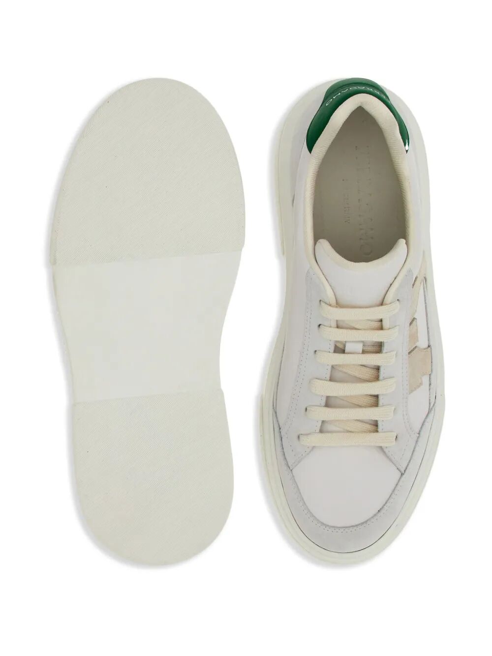 Ferragamo Cassina Leather Sneakers With Gancini Patch