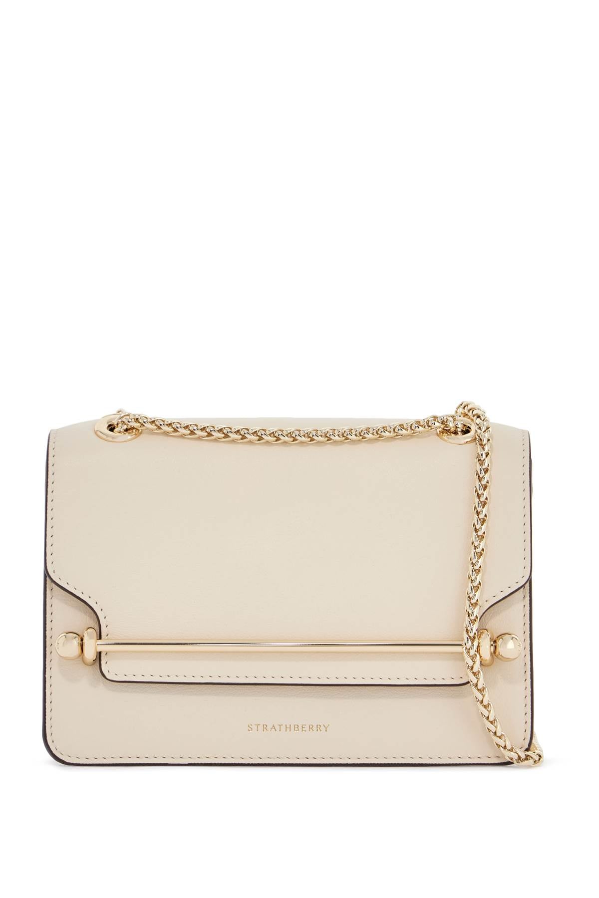 Strathberry East/West Mini Compact Shoulder Bag In Vanilla Calf Leather