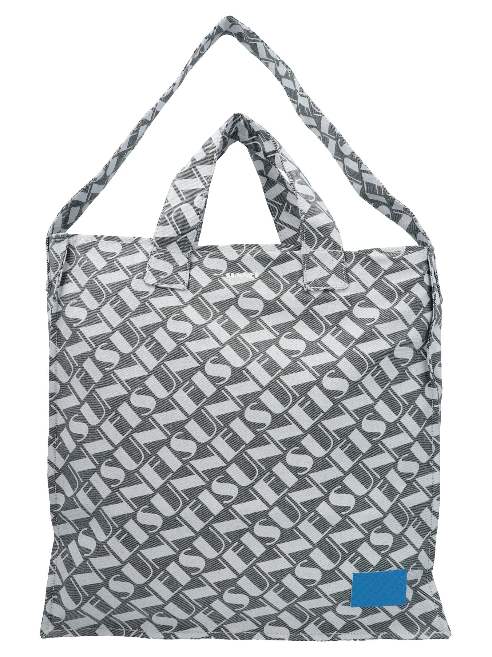 Sunnei Logo Print Denim Shopping Bag