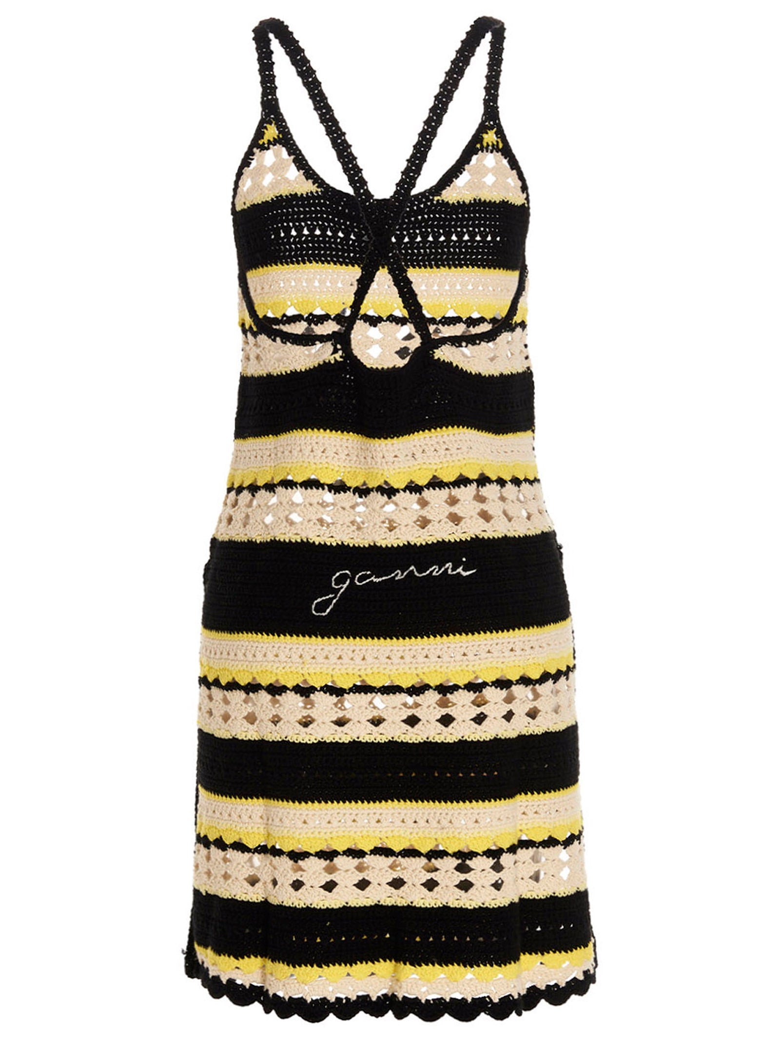 Ganni Crochet Dress Embroidery Logo