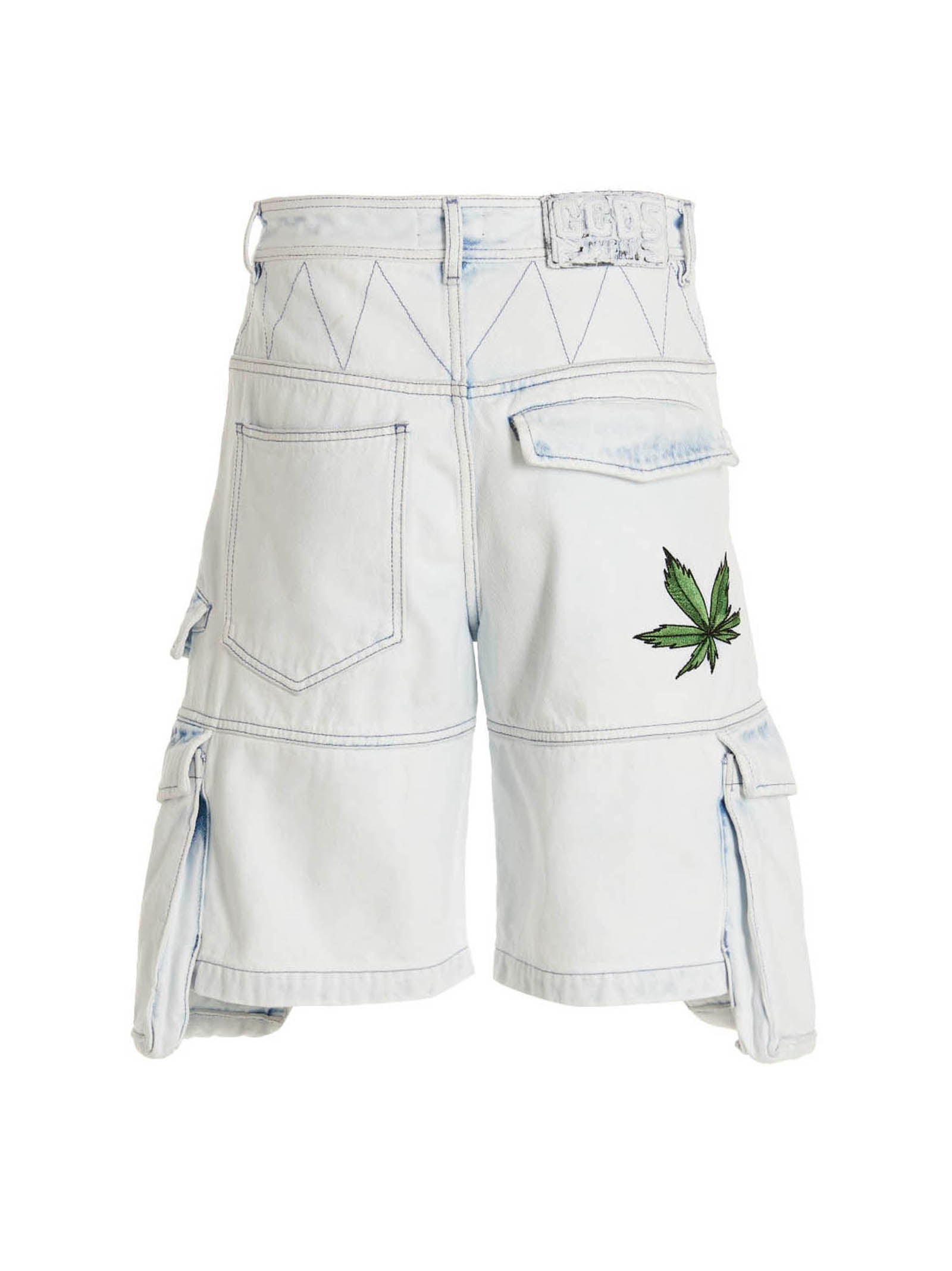 Gcds Bleached Embroidered Ultracargo' Bermuda Shorts