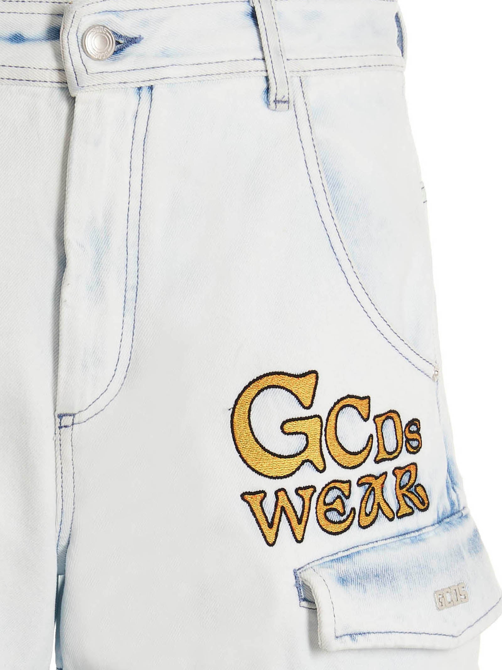 Gcds Bleached Embroidered Ultracargo' Bermuda Shorts