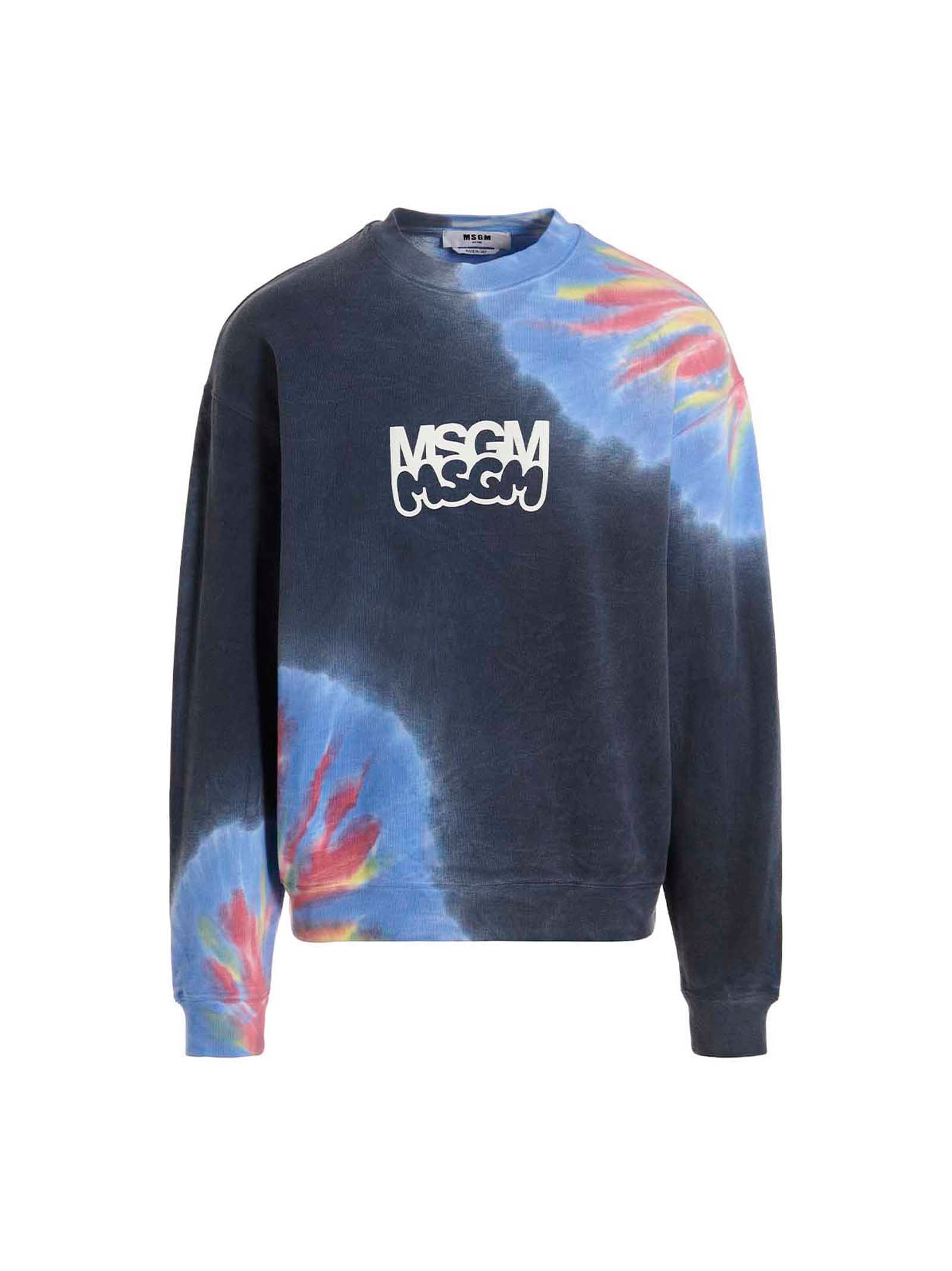 Msgm Logo Print Tie Dye Sweatshirt By Burro Studio