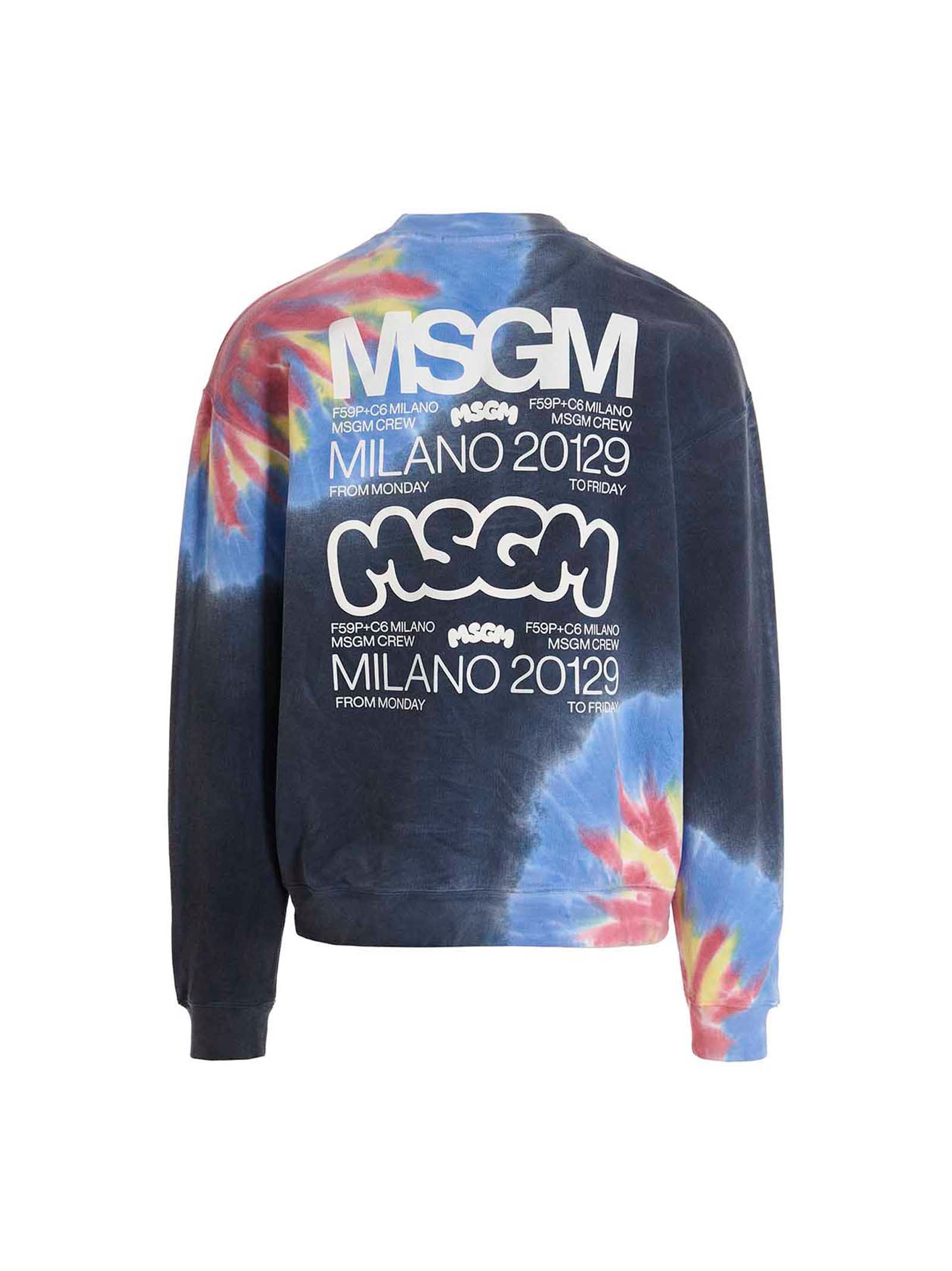 Msgm Logo Print Tie Dye Sweatshirt By Burro Studio