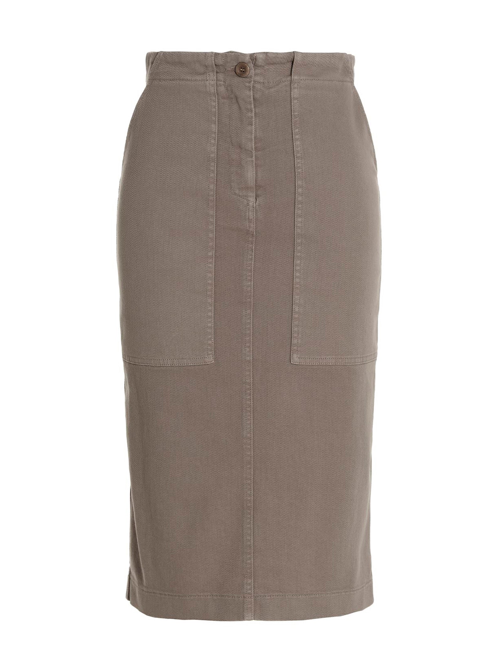 Nude Midi Denim Skirt