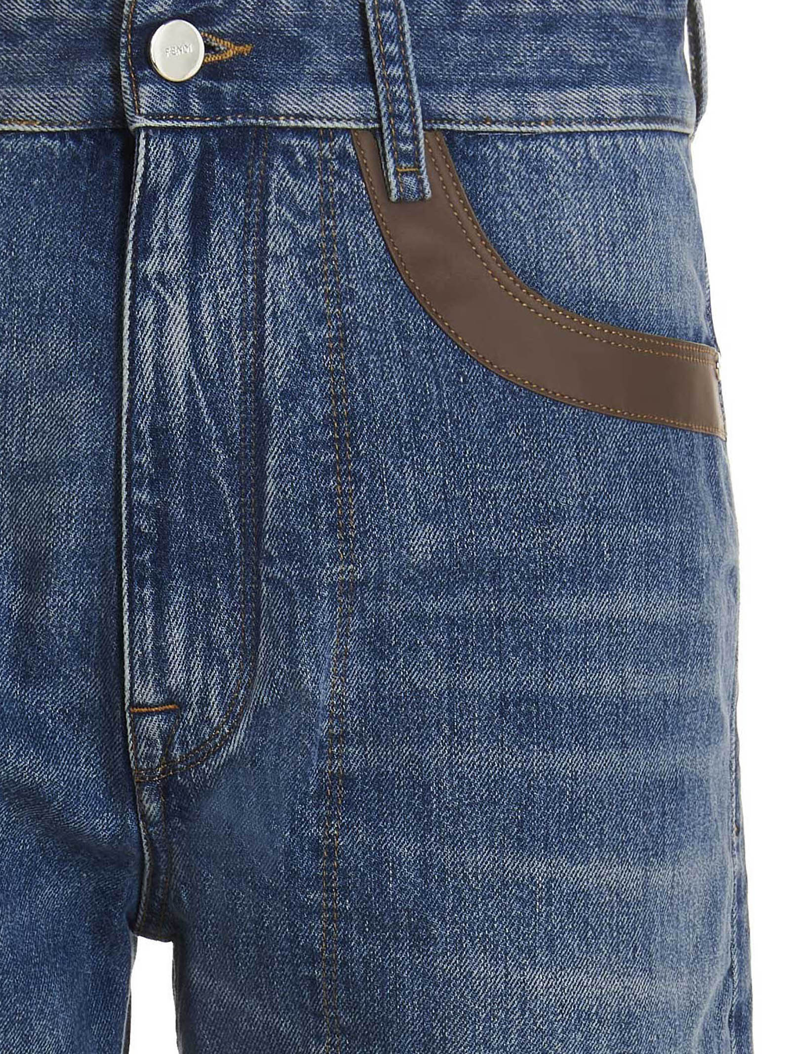 Fendi Leather Detail Jeans