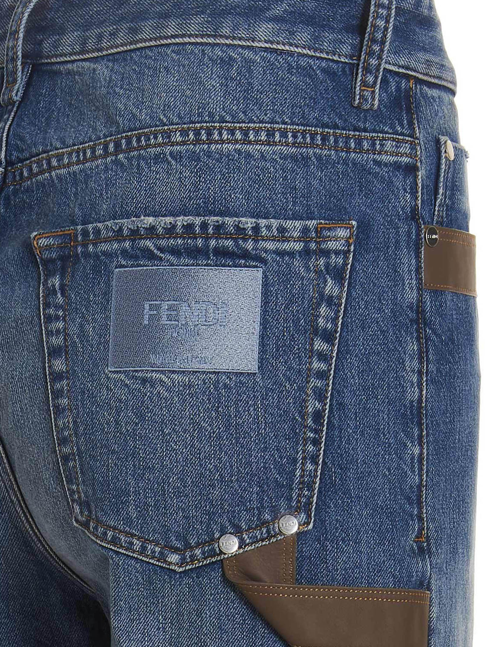 Fendi Leather Detail Jeans