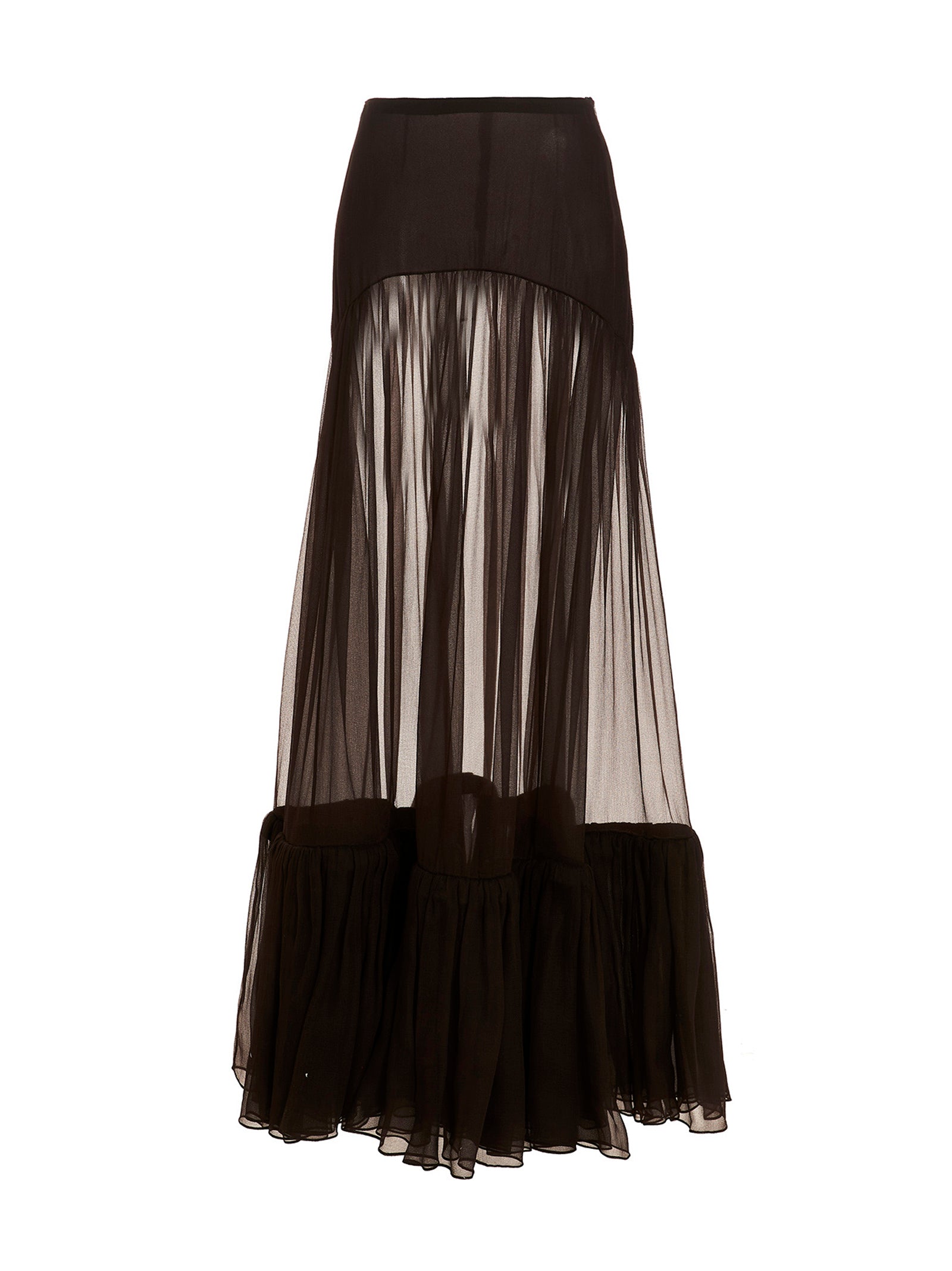 Saint Laurent Flounced Long Skirt