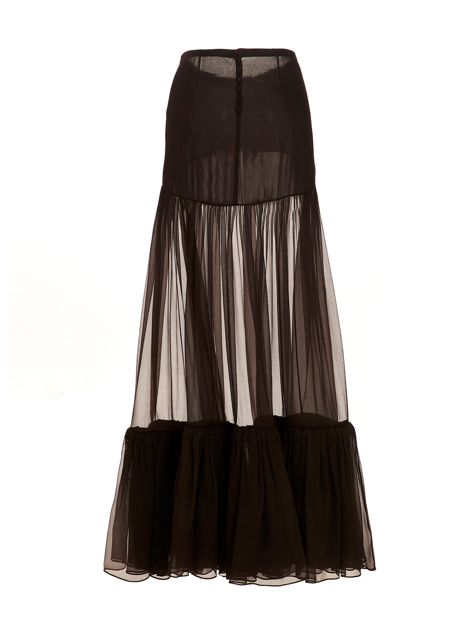 Saint Laurent Flounced Long Skirt