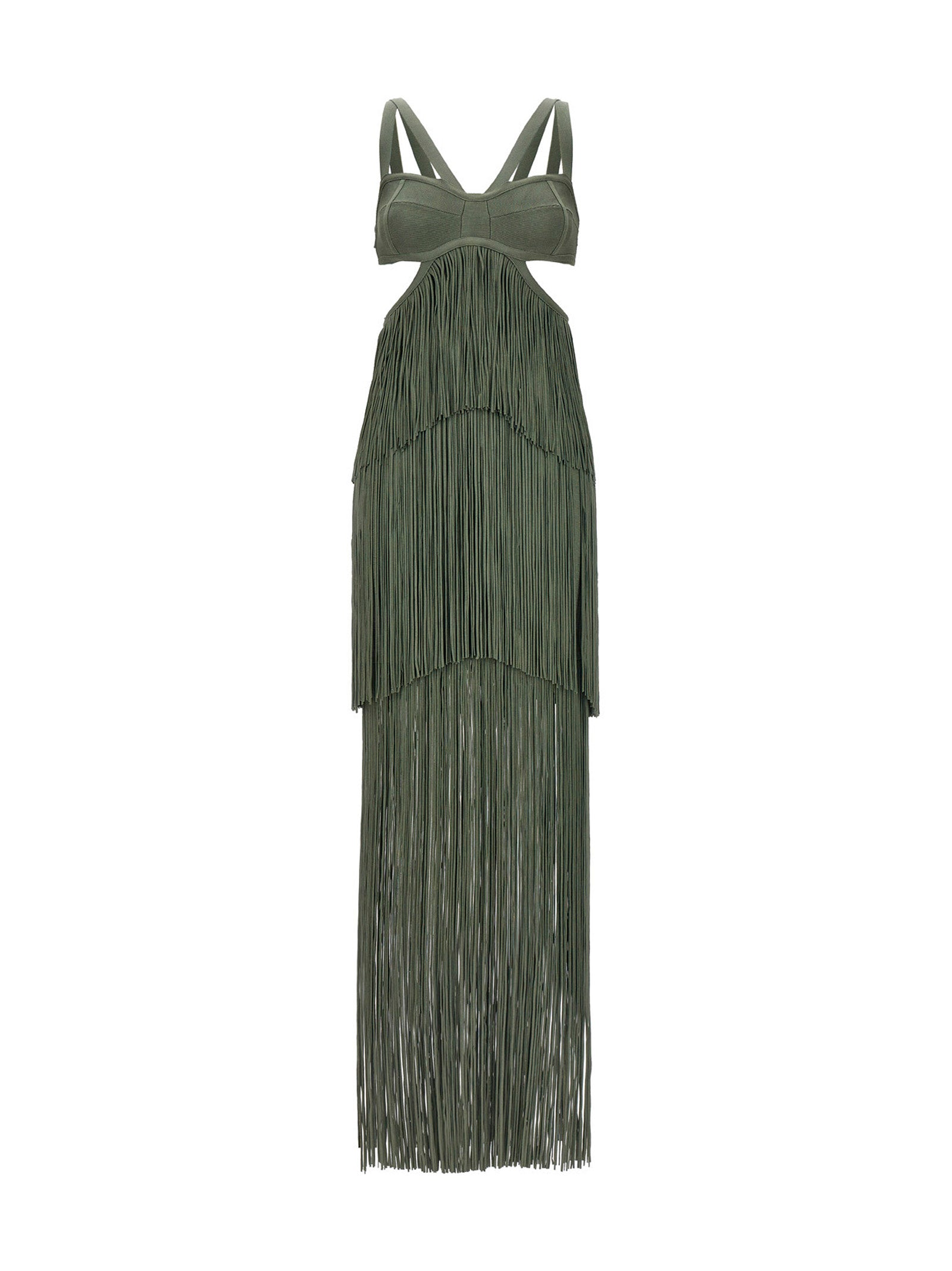 Herve Leger 'Strappy Tiered Fringe' Dress