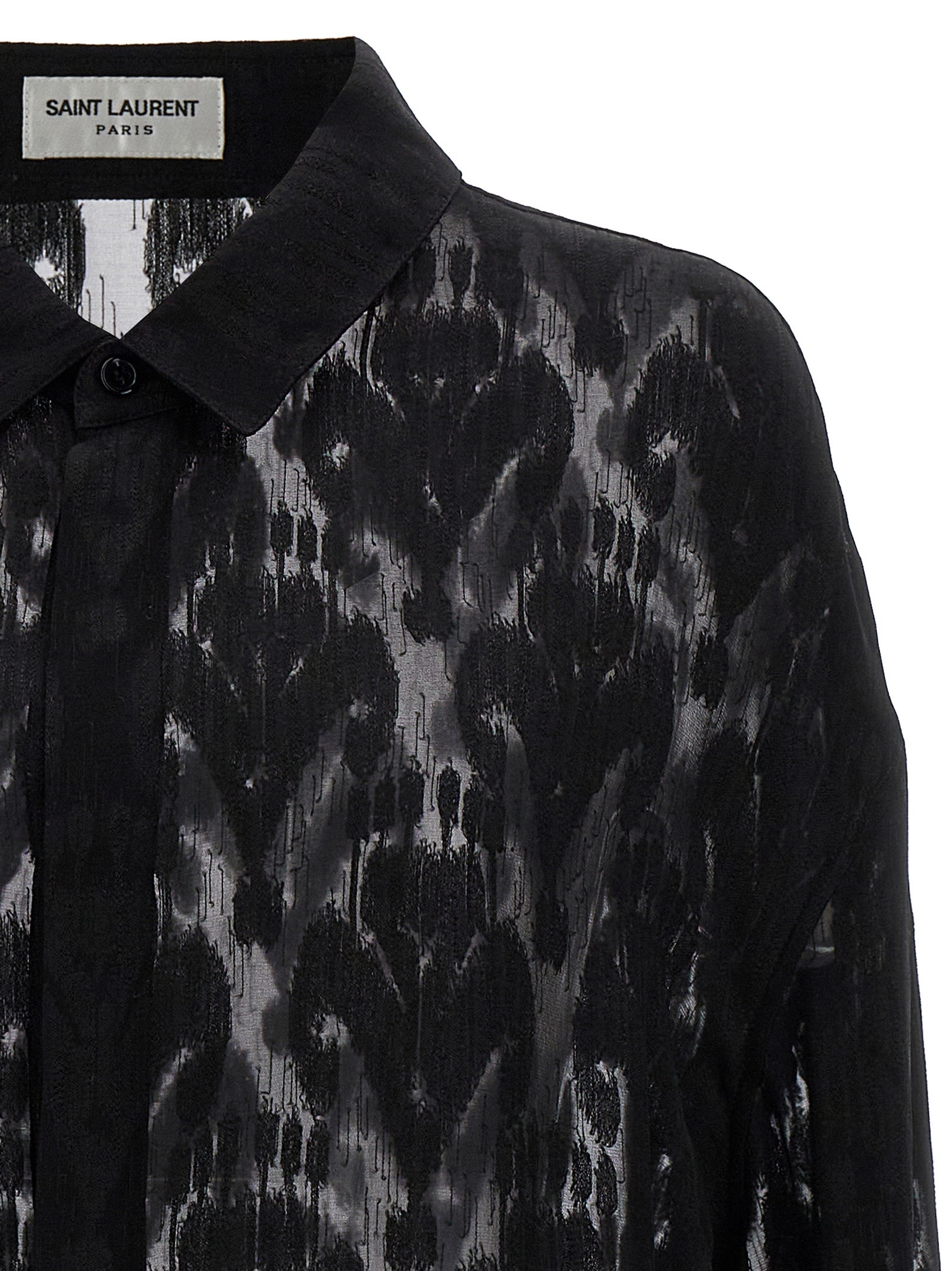 Saint Laurent Transparent Silk Pattern Shirt.