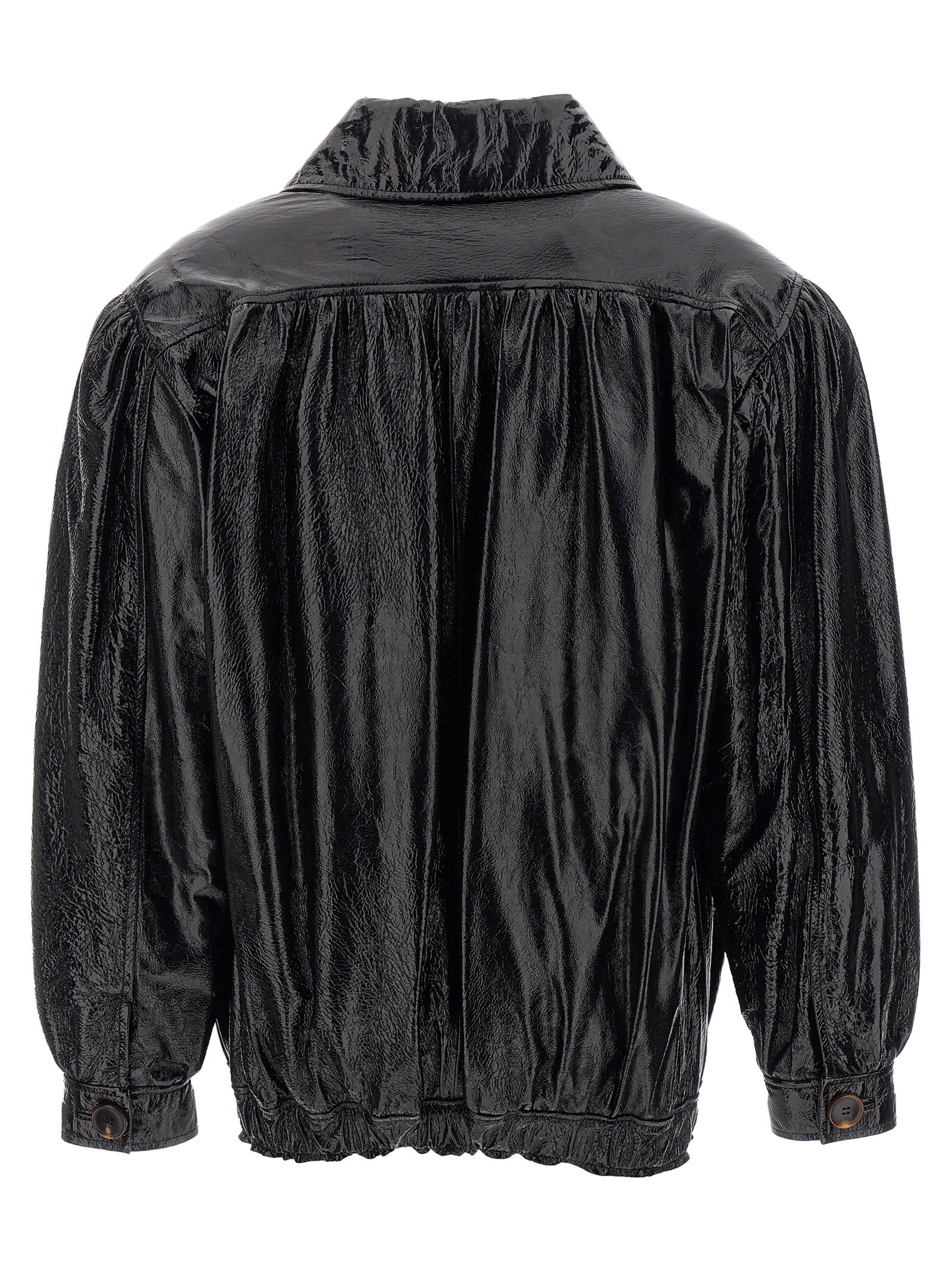 Alessandra Rich Leather Bomber Jacket