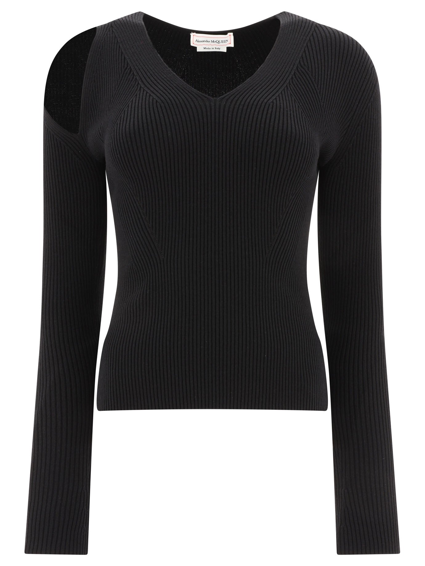 Alexander McQueen Ribbed-Knit Sweater With Cut-Out Details