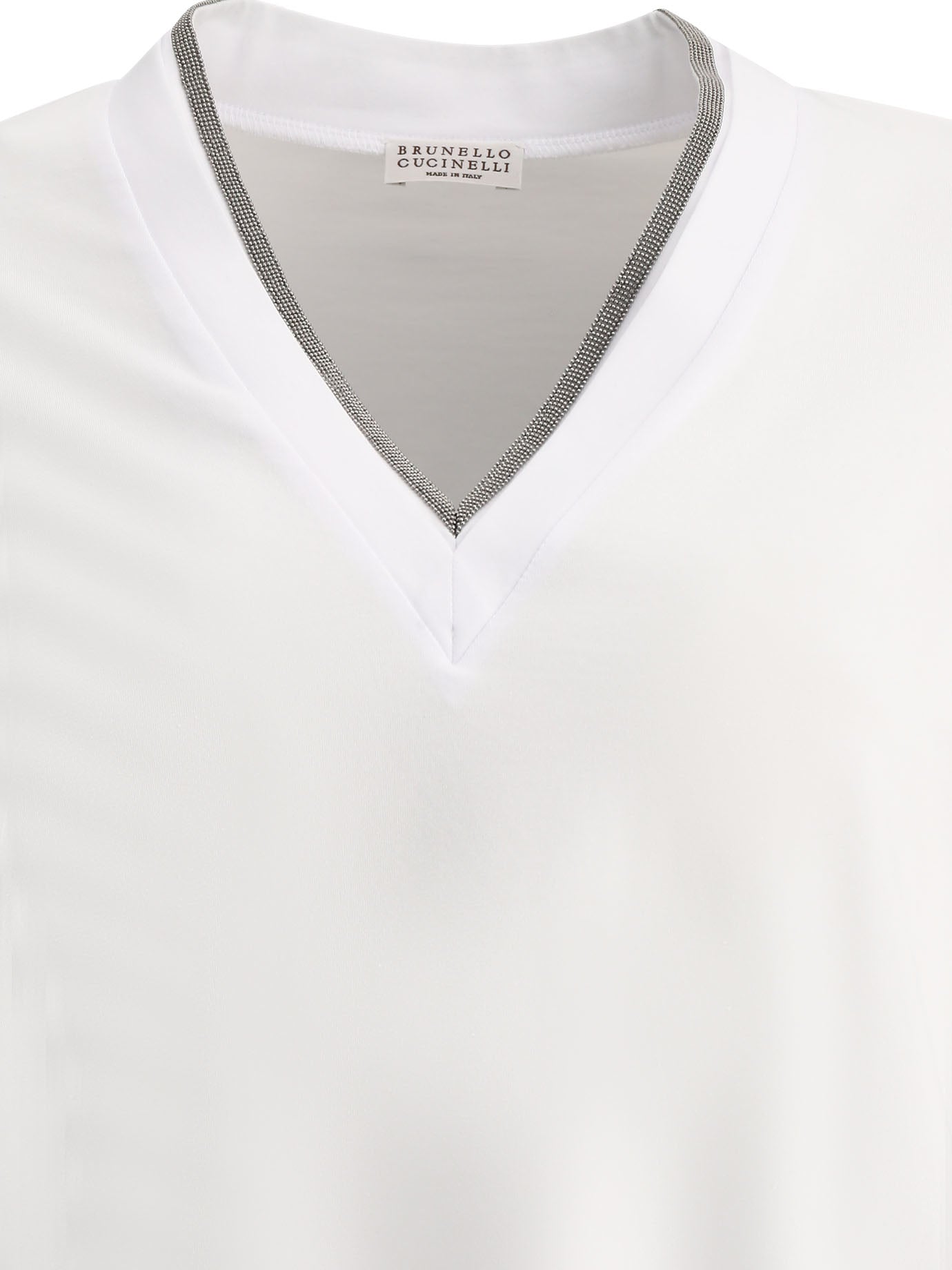 Brunello Cucinelli Precious Neckline Ribbed T-Shirt