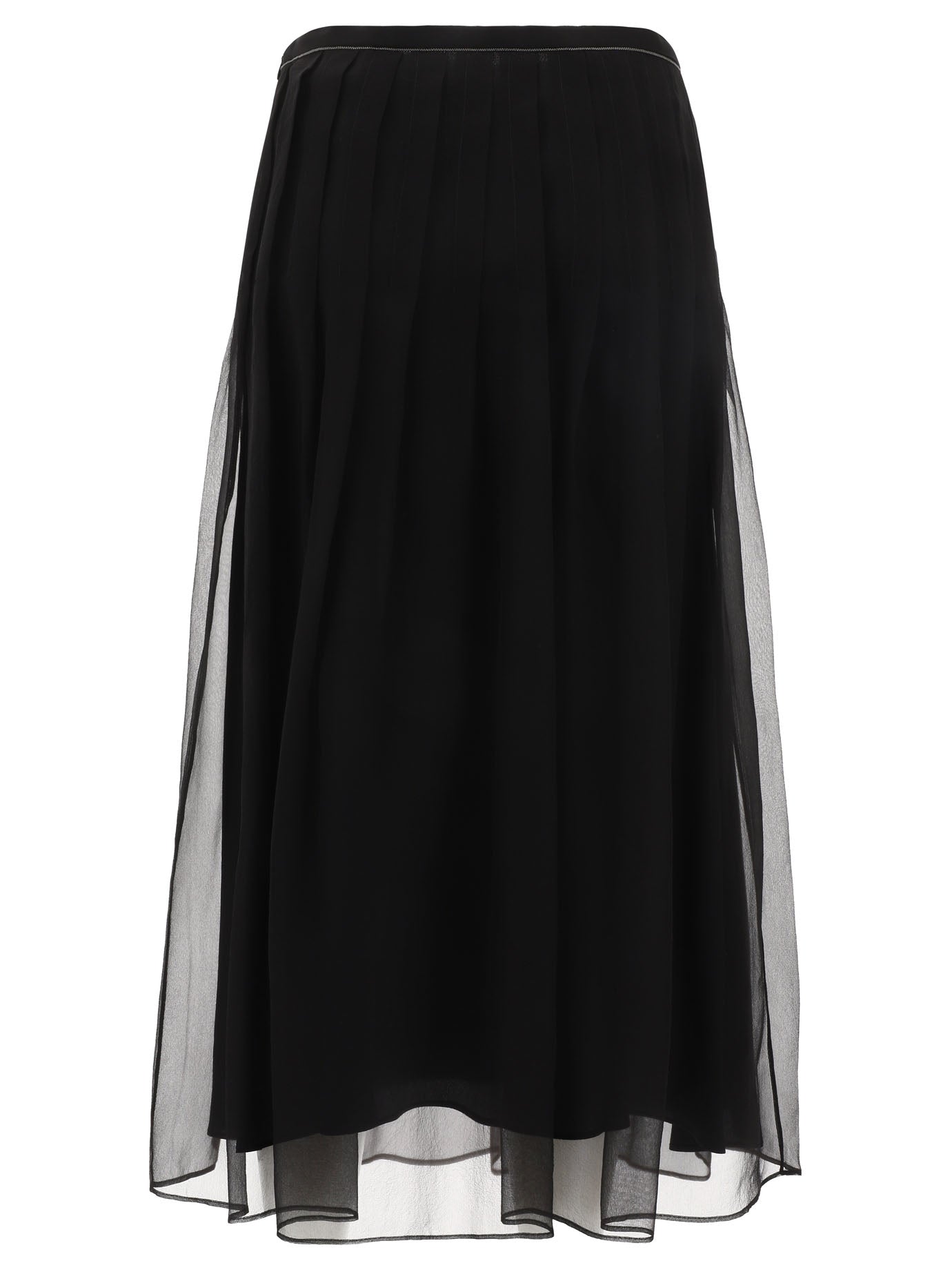 Brunello Cucinelli Pleated Skirt With Shiny Waistband