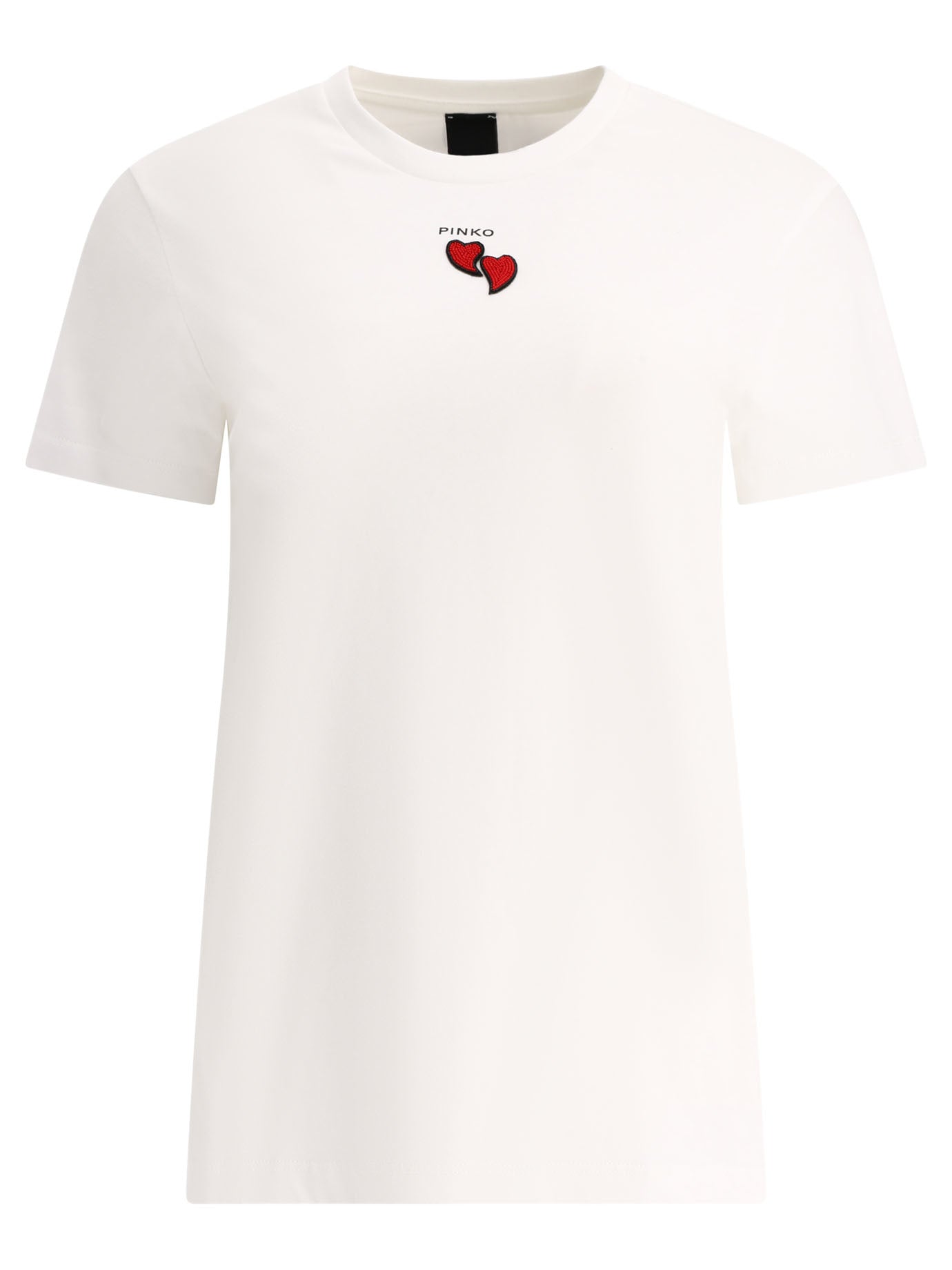 Pinko T-Shirt With Embroidered Hearts